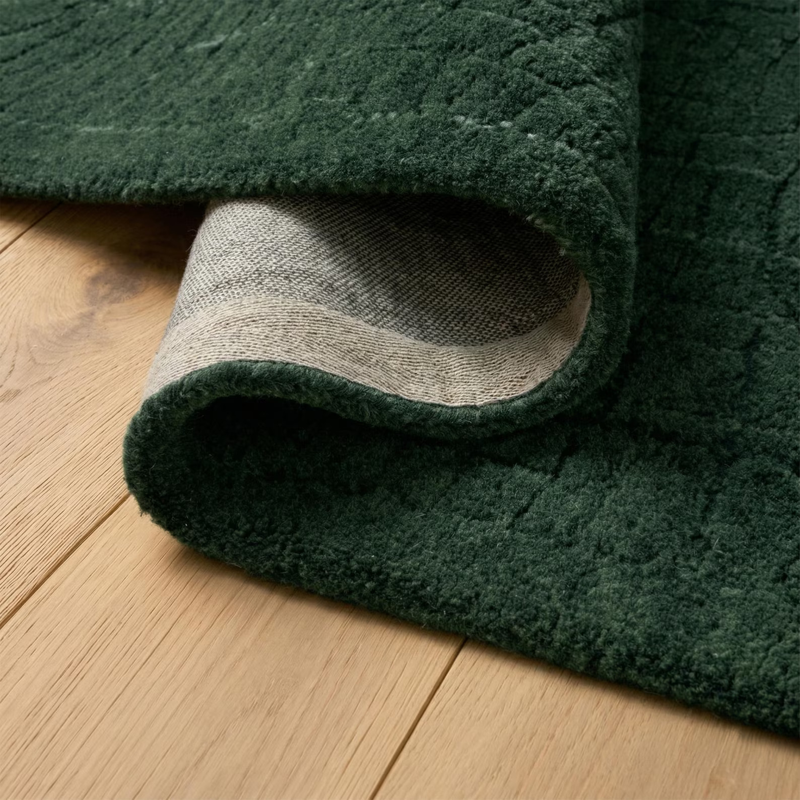 Deep Forest Green Wavy Wool Rug, Abstract 3d Hand Tufted Rugs for Living Room