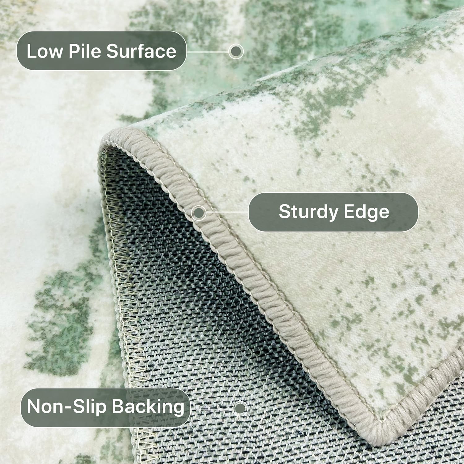 Area Rugs 5×7 for Living Room Bedroom, Modern Abstract Machine 5’x7′ Sage Green