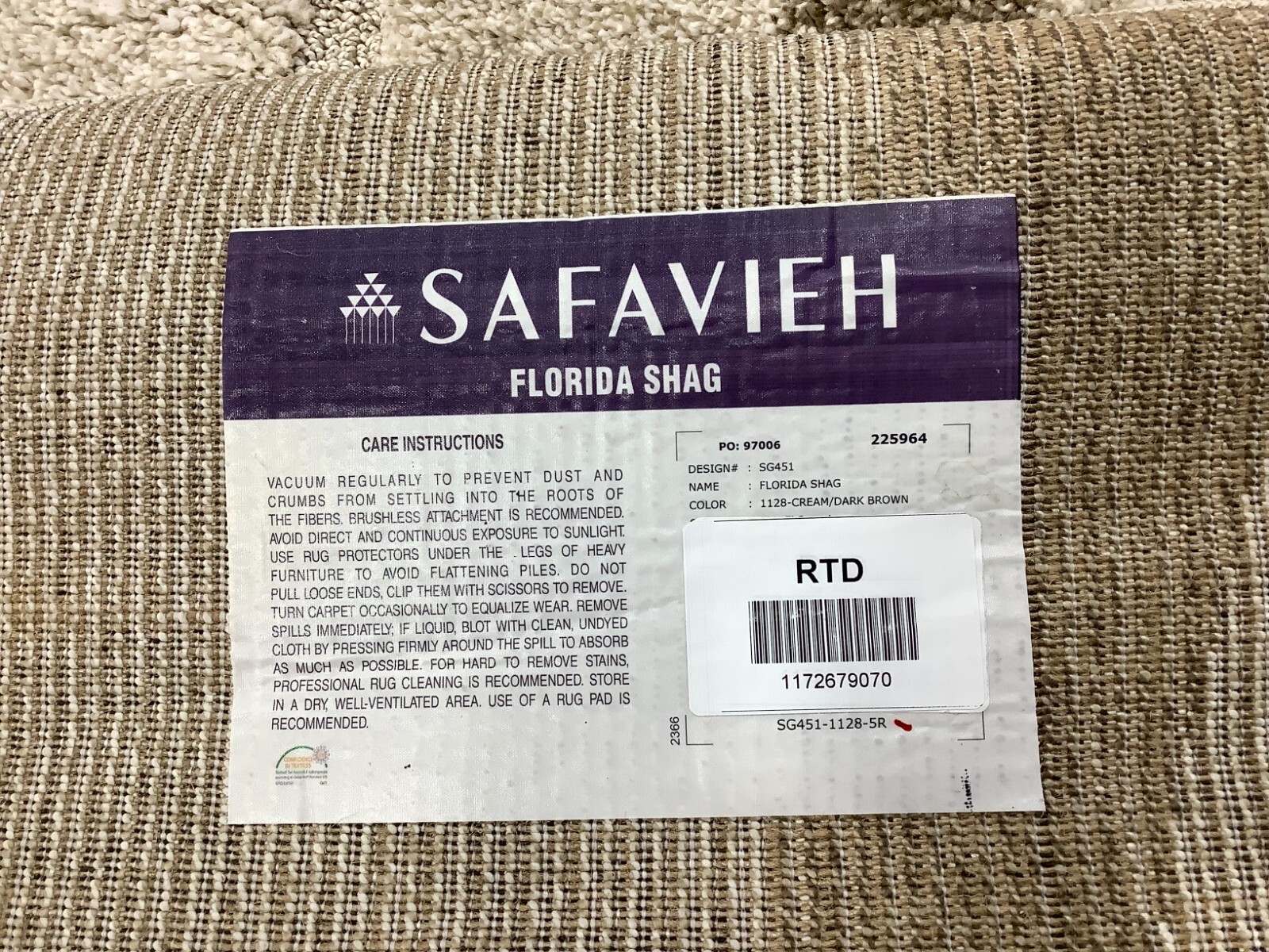 CREAM / D BROWN 5′-0″ x 5′-0″ Flaw in Rug Reduced Price 1172679070 SG451-1128-5R