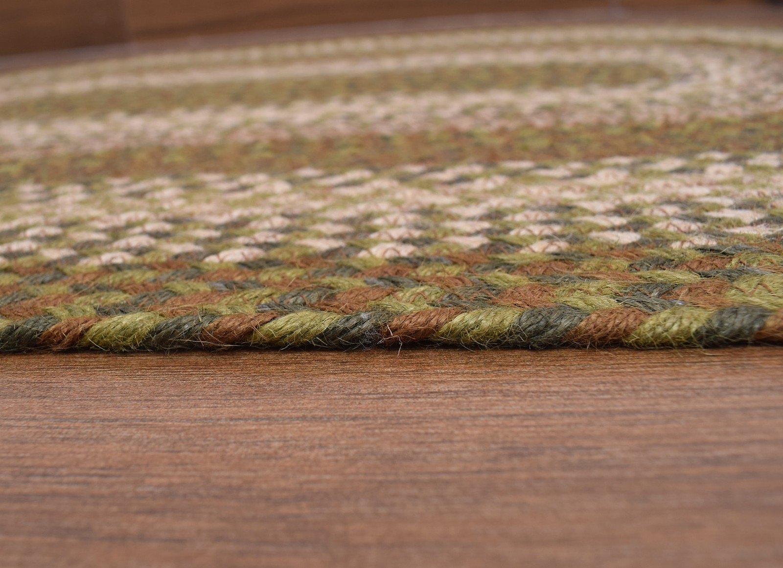 Green Braided Jute Area Rug Farmhouse / Primitive Round Runner Oval Rectangle