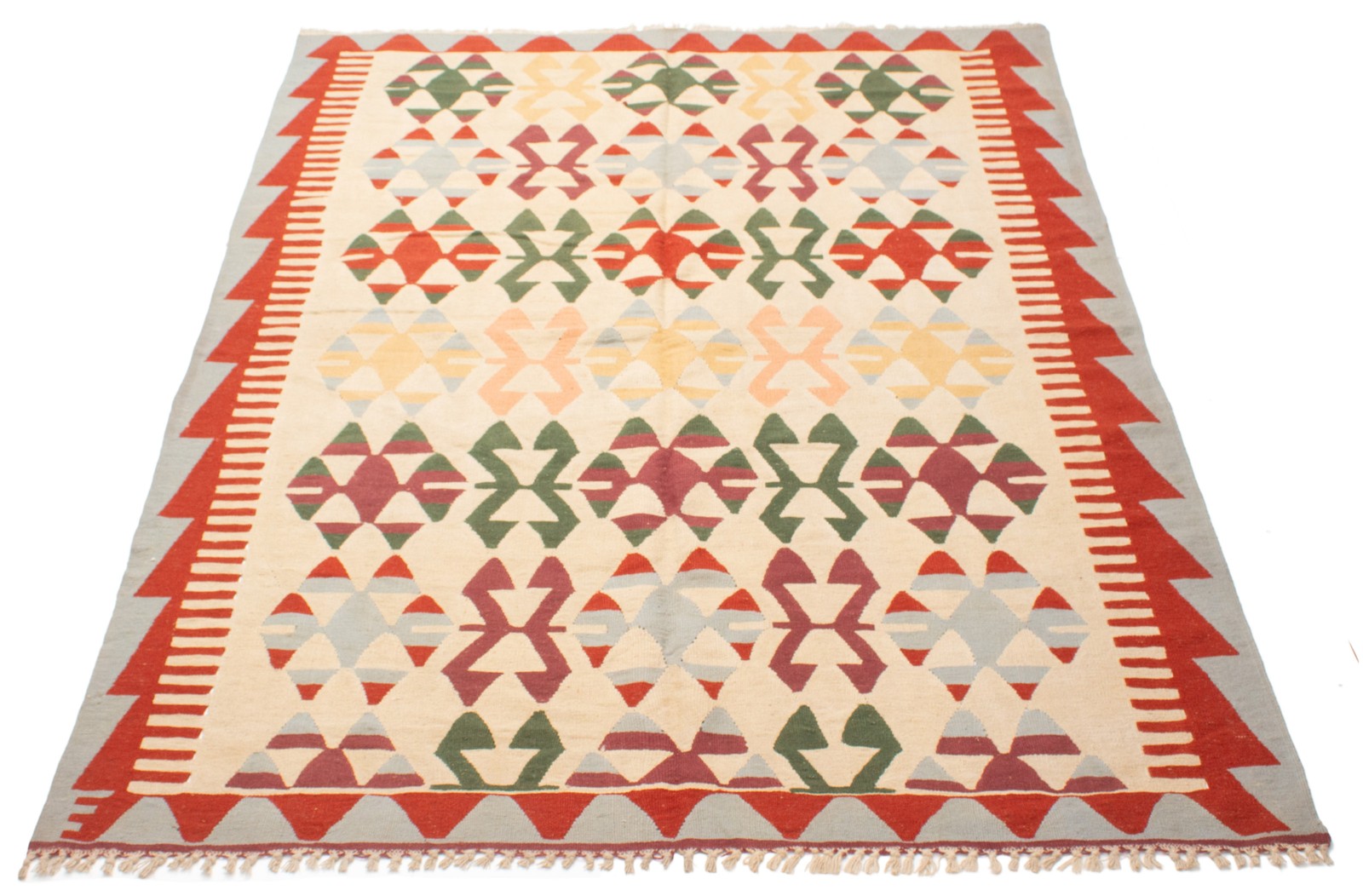 Vintage Hand Woven Area Rug 6’4″ x 8’9″ Traditional Wool Oriental Carpet