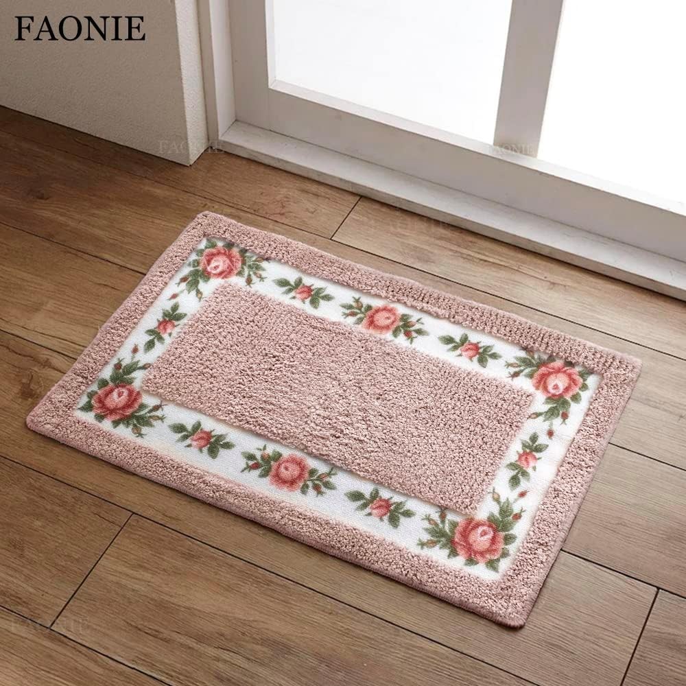 Pretty Floral Rural Style Romantic Rose Flower Rug Shaggy Area Rugs Soft Non-Sli