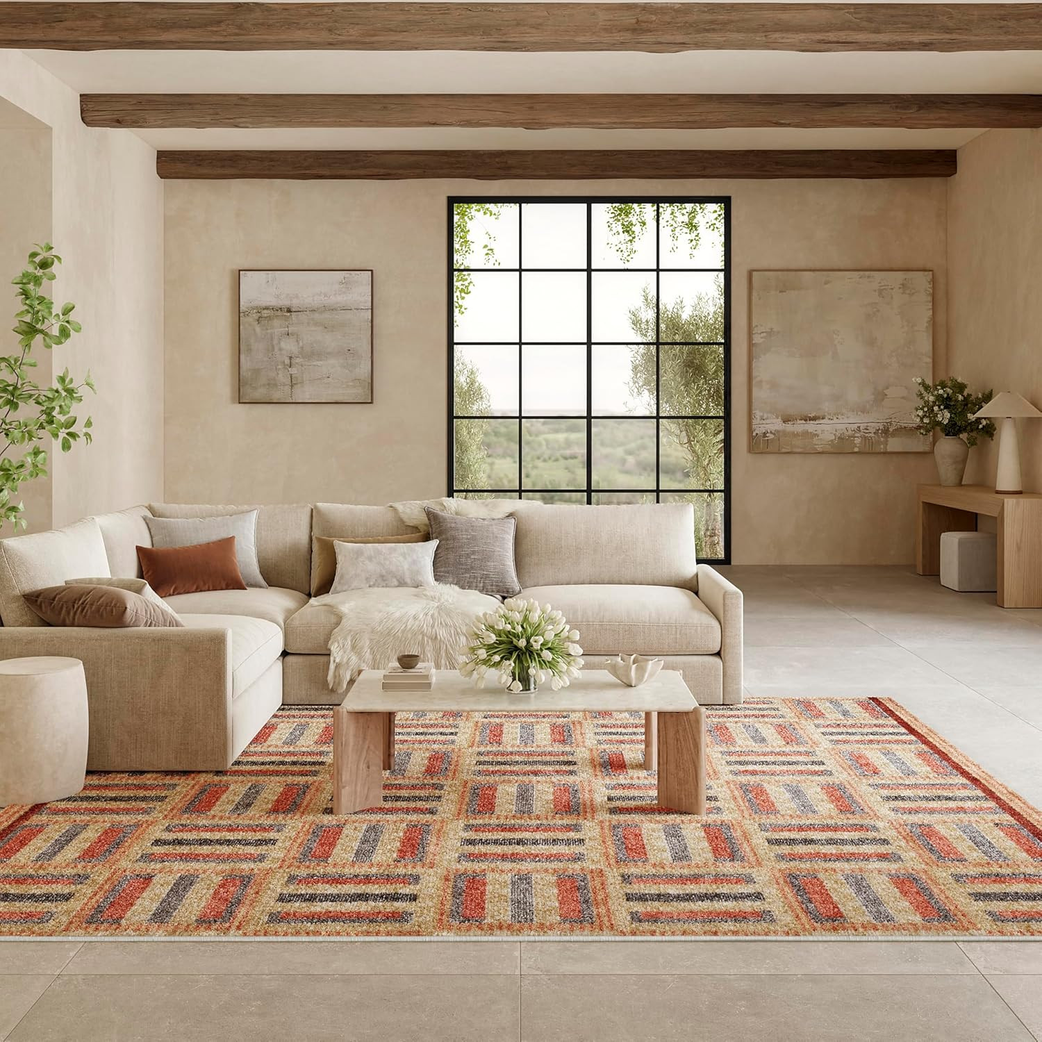 Nordic Multicolor 8′ x 10′ Area Rug – Easy Clean, Non-Shedding Design
