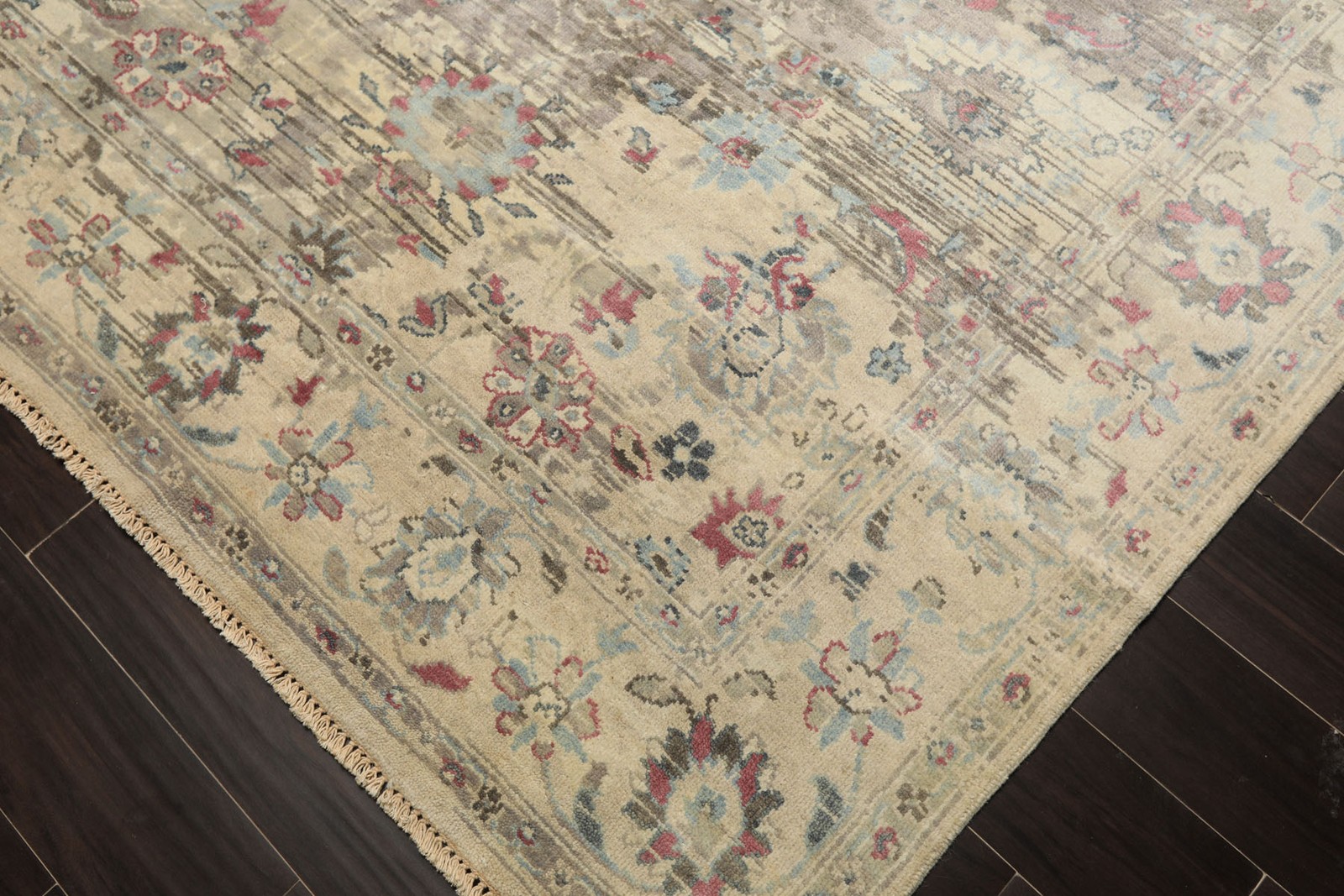 Kalaty 5’11”x8’10” Hand Knotted Wool Taupe Oushak Erased pattern Rug