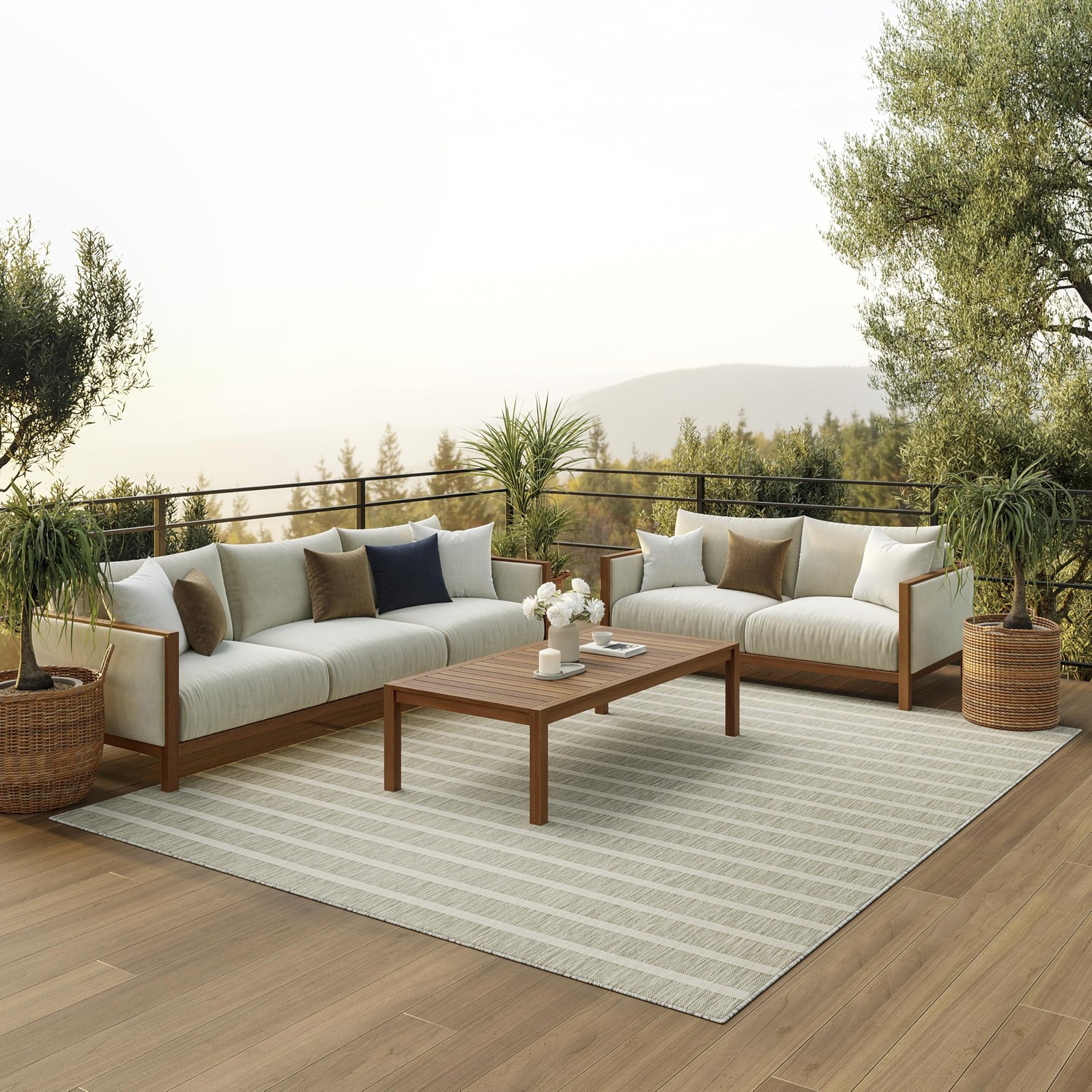 Home Positano Grey Ivory 7′ x 10′ Area Rug – Easy Clean, Non Shedding, Bed Ro…