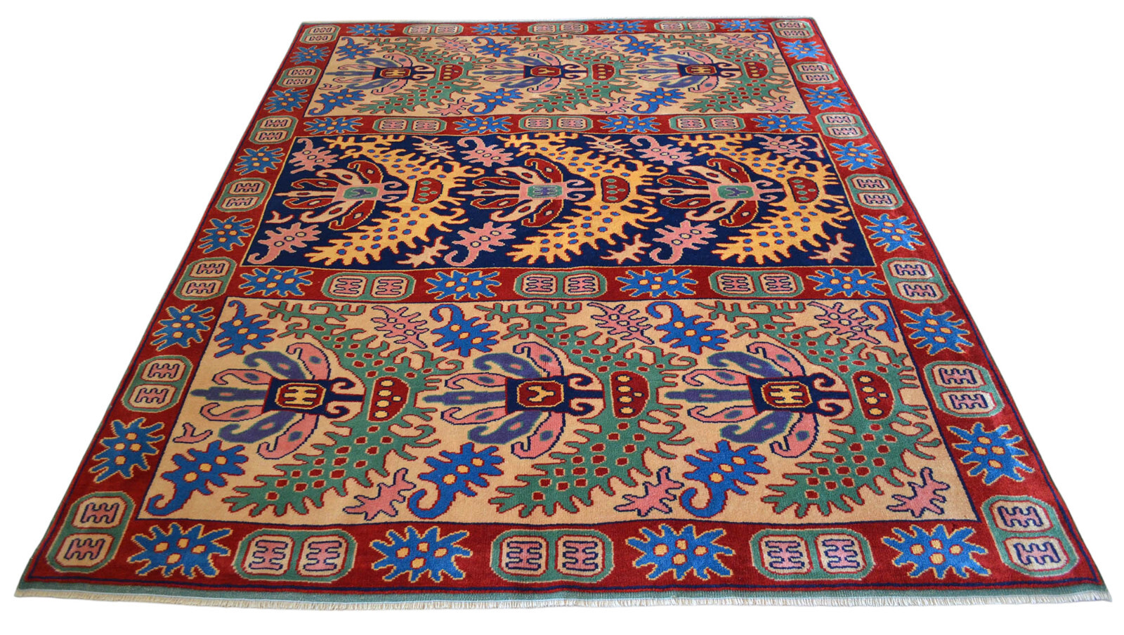 6×8 Ft Rug Area Rug Handmade Colorful Turkish Rug NEW actual: 6′3″ x 7′8″