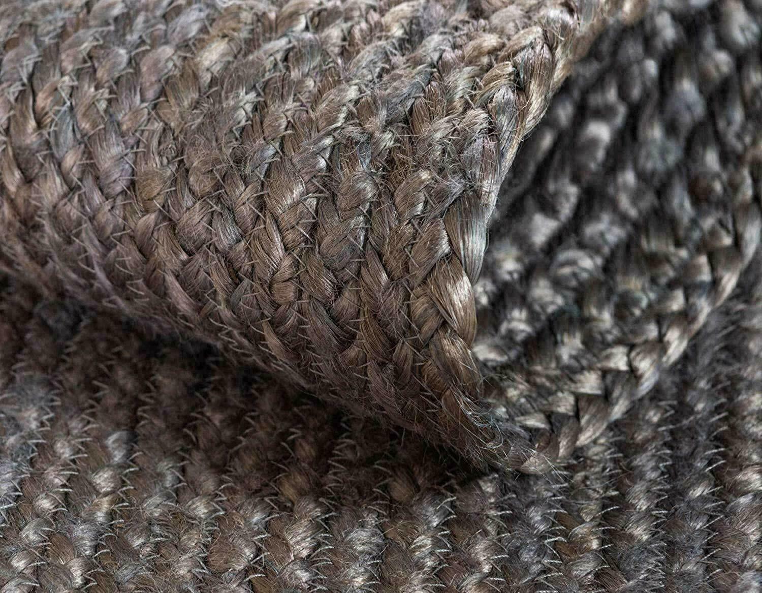 Rug Jute Gray Dye Rectangle Hand Braided Farmhouse Area Rug Rustic Look Rug