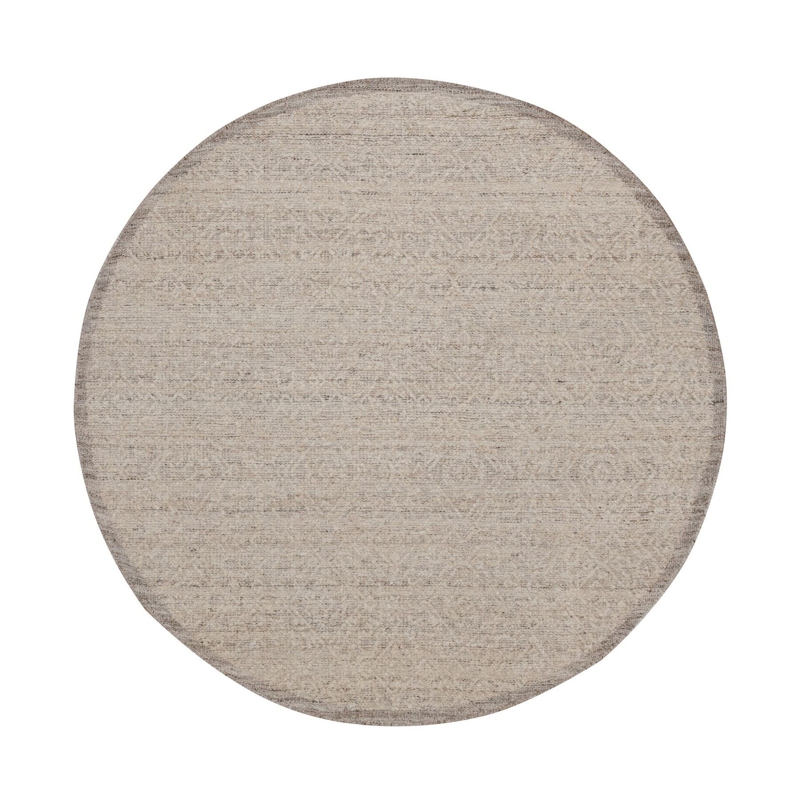 6’x6′ Beaver Brown Modern Pure Wool Tone on Tone Textured Hand Knotted Round Rug