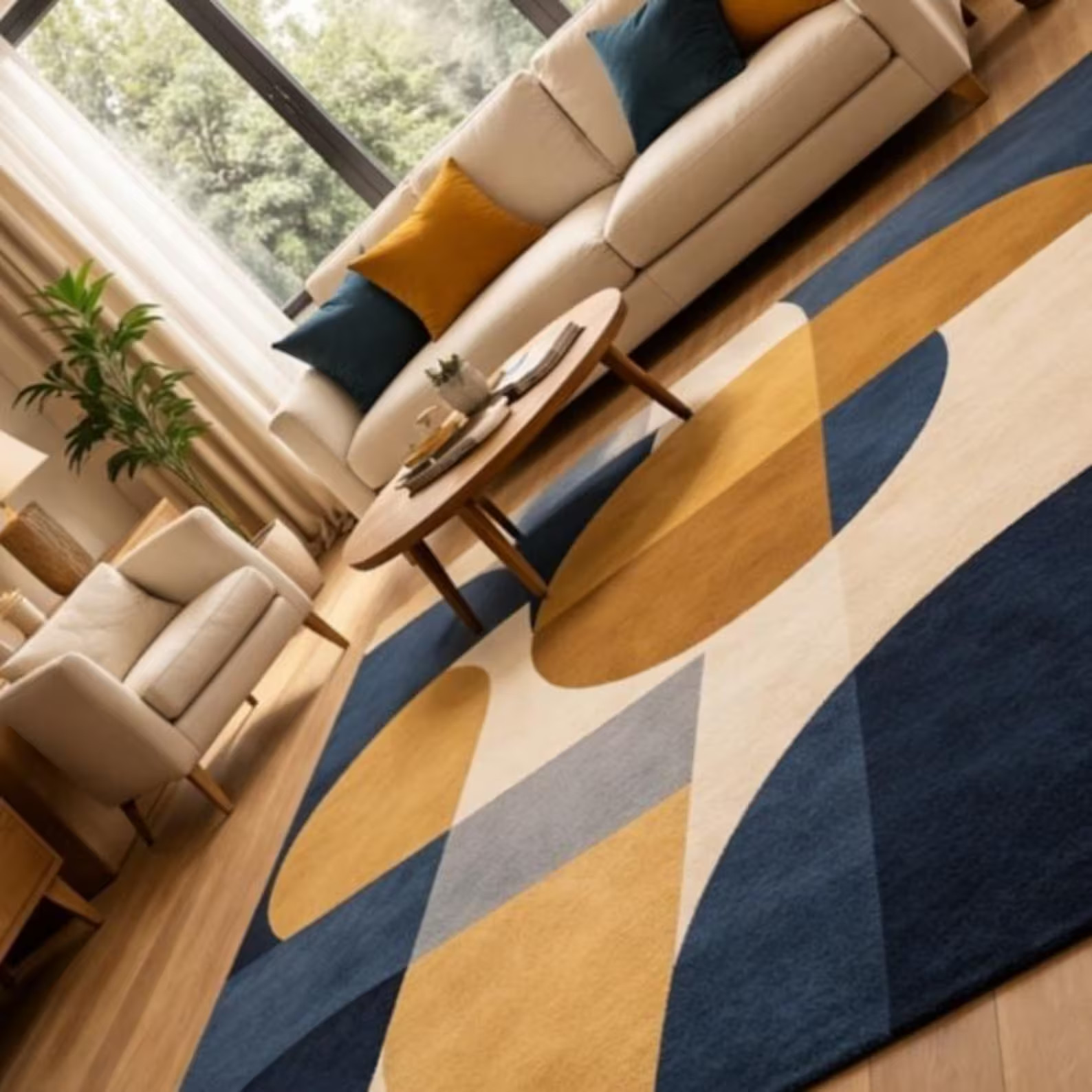 Hand Tufted New Zealand Wool Rug | Modern Geometric Abstract Design Area Rug