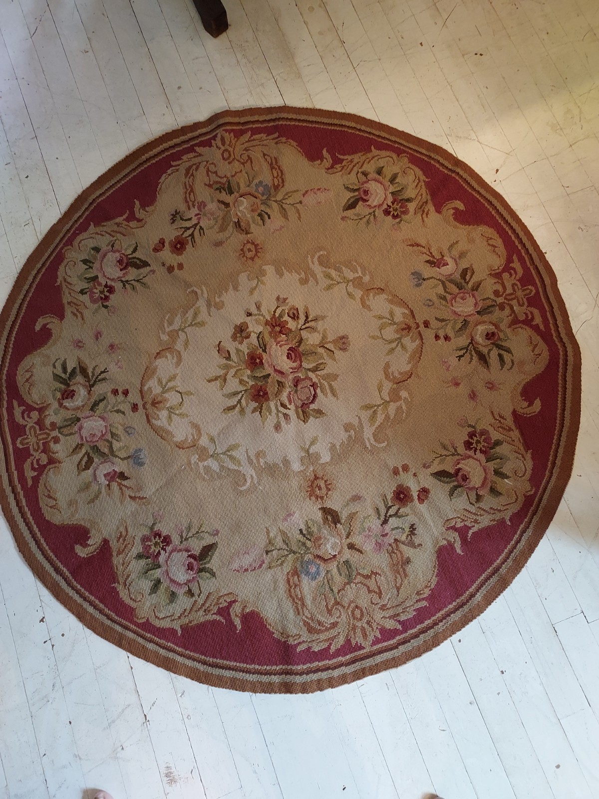 Vintage Beautiful Aubusson Needlepoint Area Rug