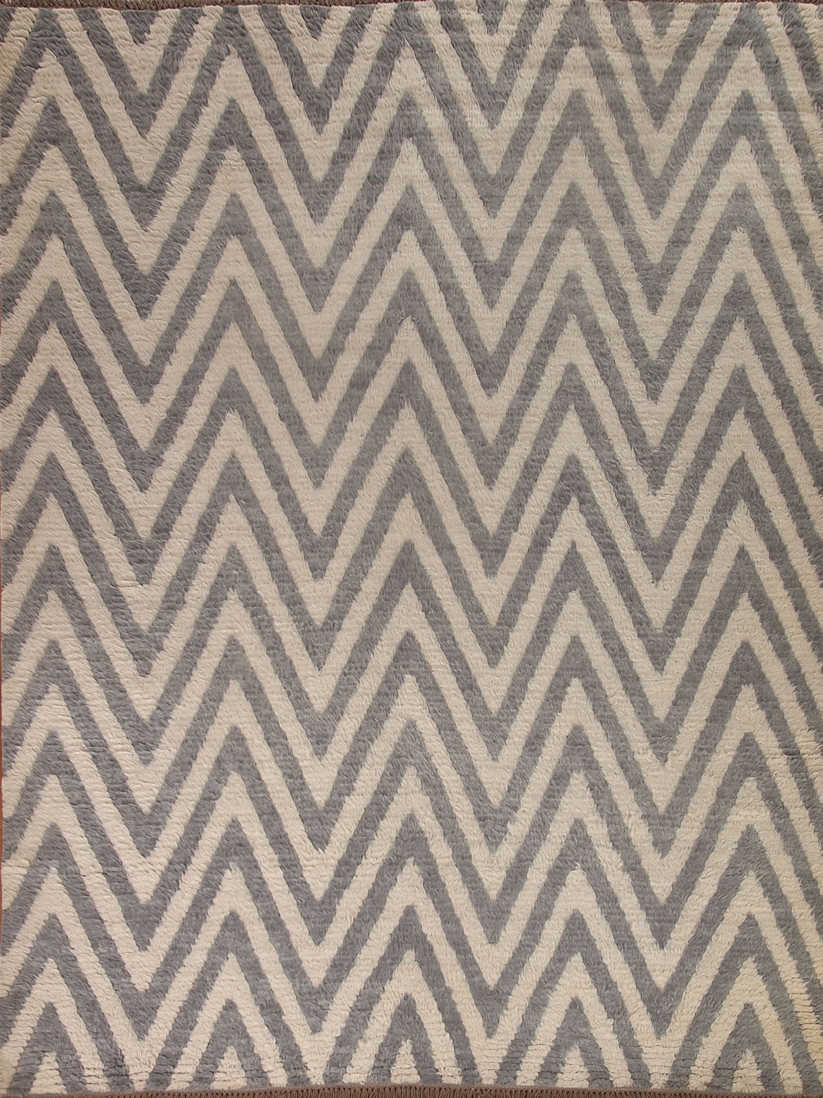 Chevron Moroccan Shaggy Wool Hand-knotted Contemporary Room Size Rug 8×10 Carpet