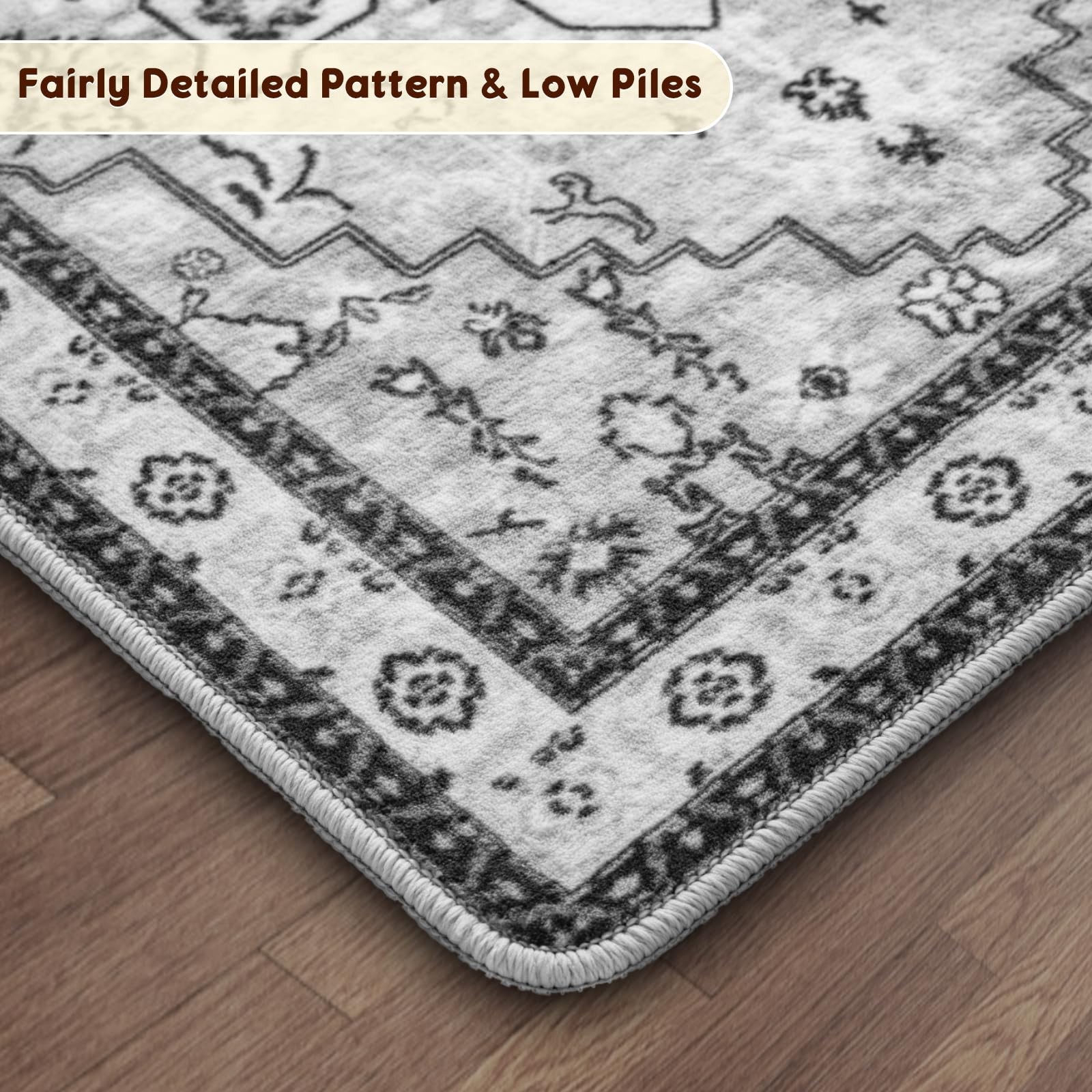 LBRO2M Boho Area Rug 8X10 Washable Rugs for Bedroom Low Piles Indoor Rugs, No…