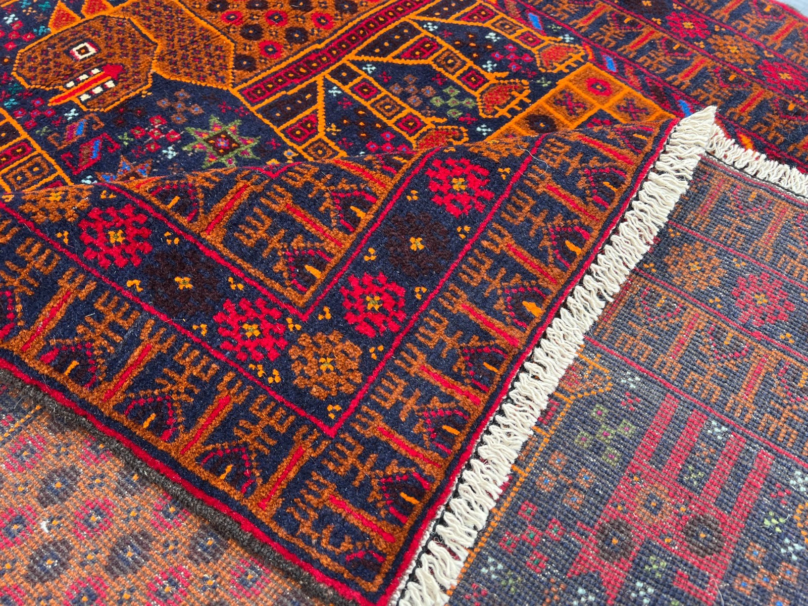 4×7 Vibrant Baluchi Pictorial Rug Afghan Wool Carpet Animal Tribal Folk Art Deco