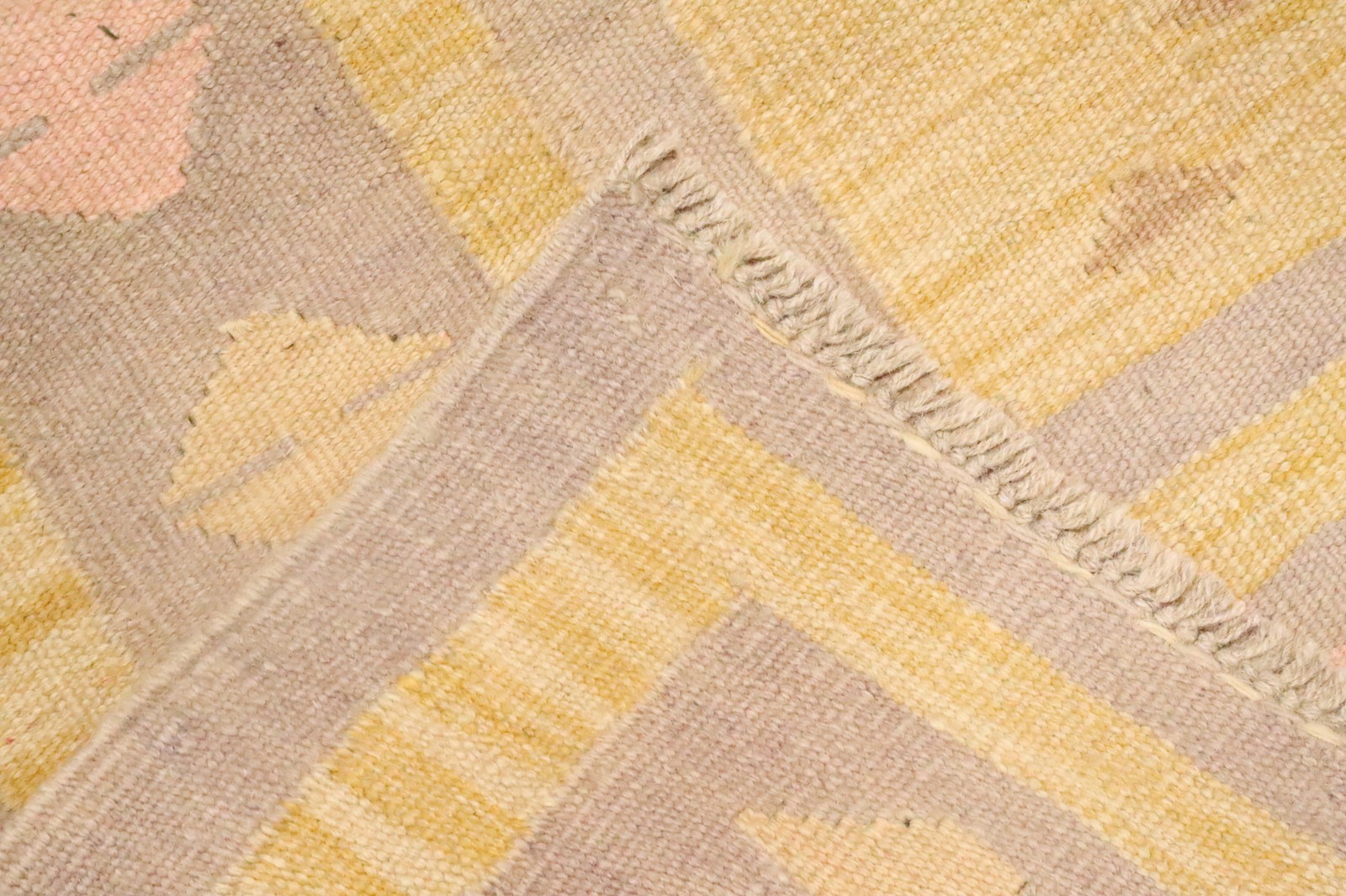 Gold Kilim Flat-Weave Rug 3×5 Vegetable Dye Geometric Tribal Style Carpet