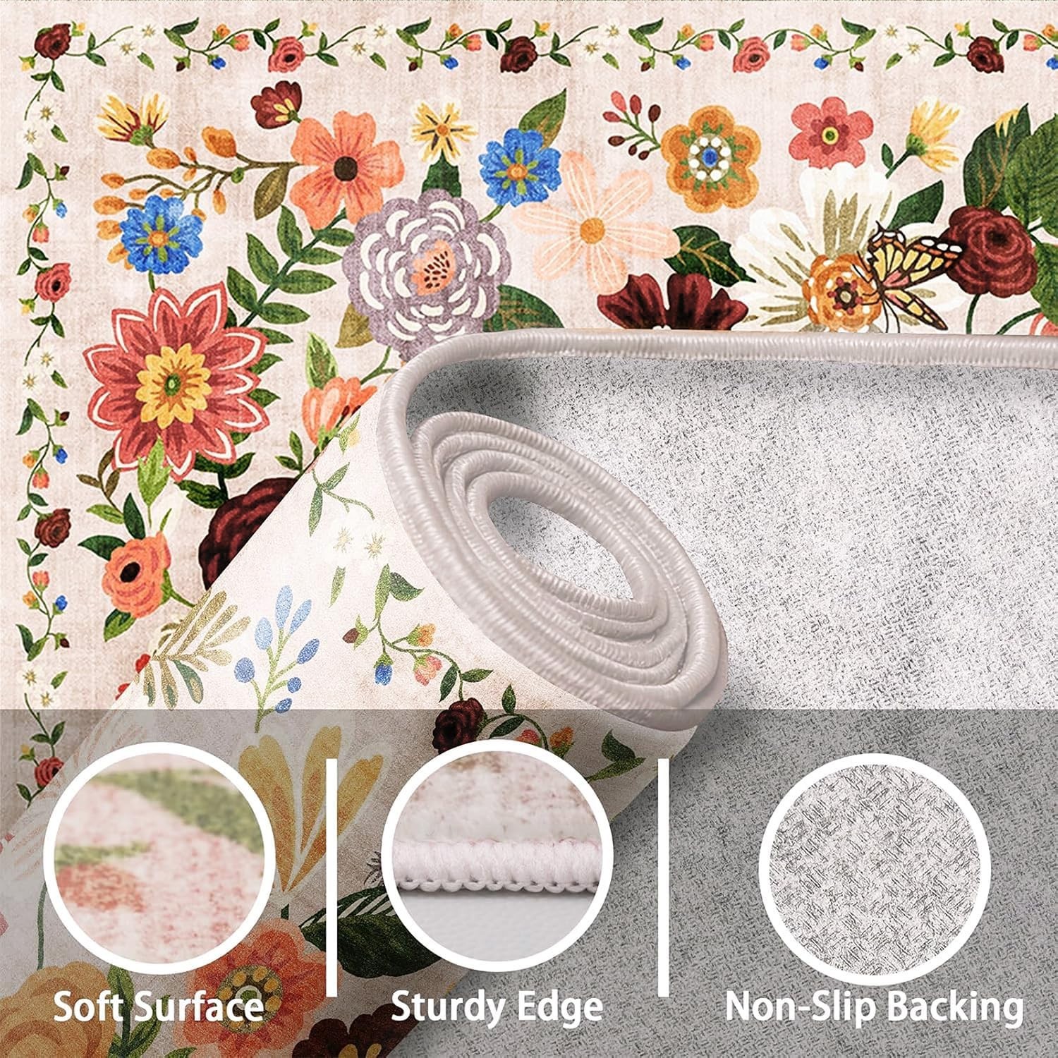 Blush Beige Non-Slip Bath Mat 24×17 Inch – Perfect for Entryway & Bathroom