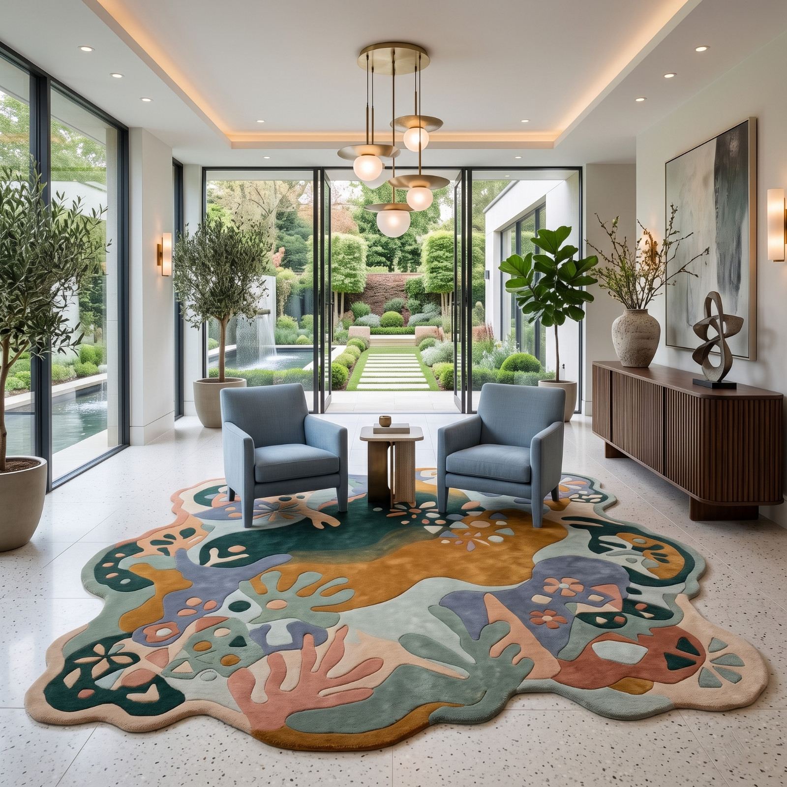 Luxurious Abstract Irregular Handmade Wool Area Rug Modern Unique Design RS Rugs