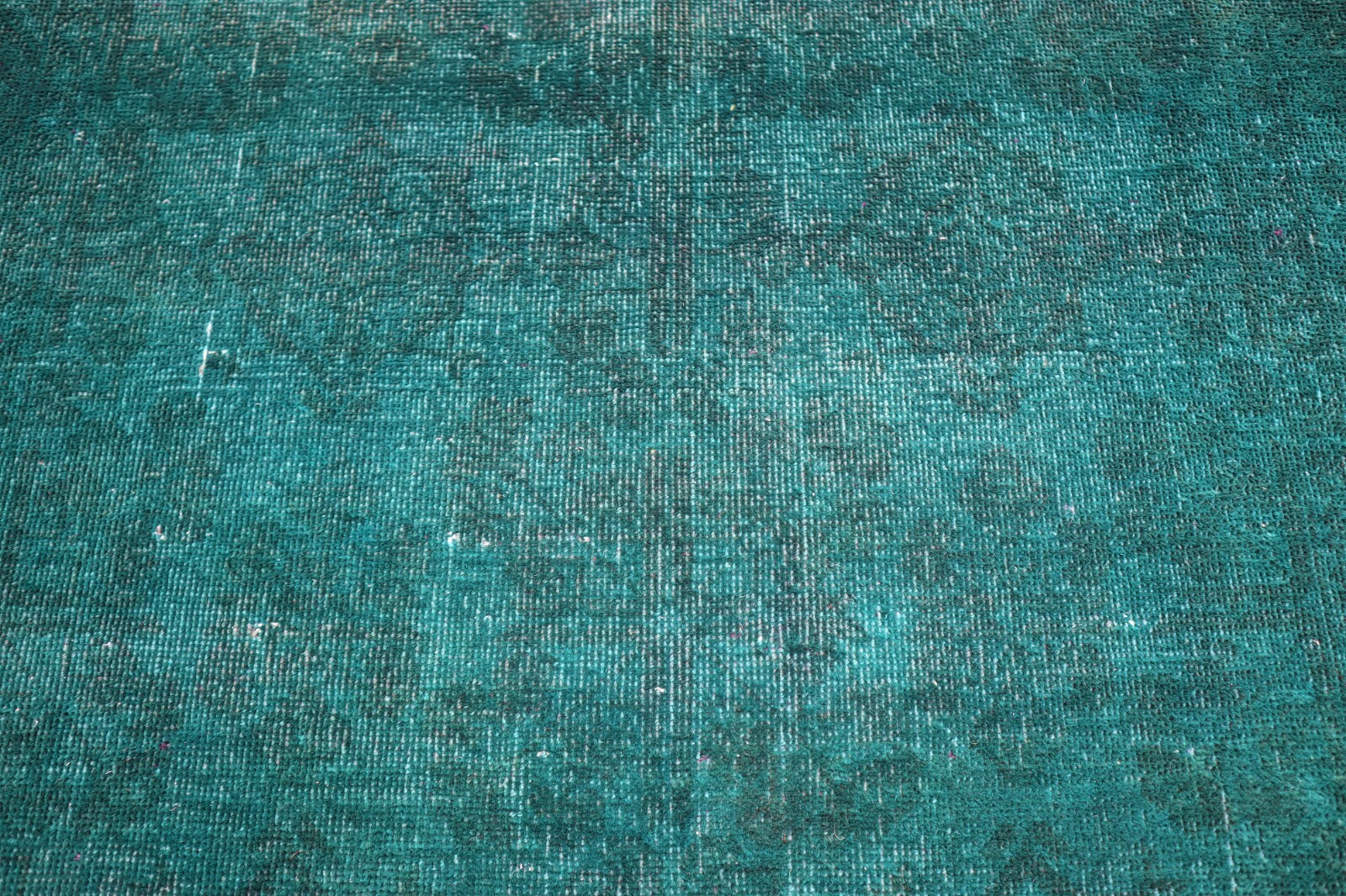 3×5 Green Overdyed Rug 1990s Antique Turkmen Hand Knotted Wool Rug- Entryway Rug