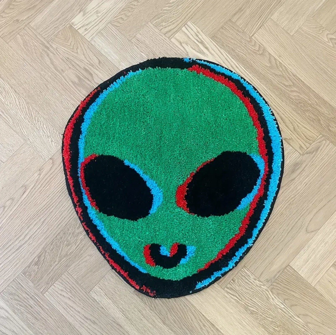 Custom Graphic Green Alien Tufted Rug – For Home Decor