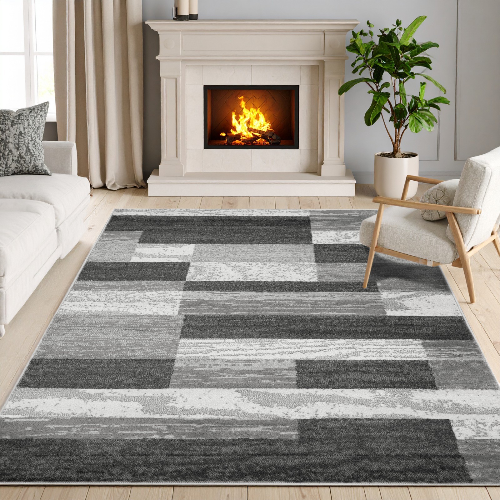 Rockwood Contemporary Patchwork Geometric Indoor Large Area Rugs Or Runner Rug
