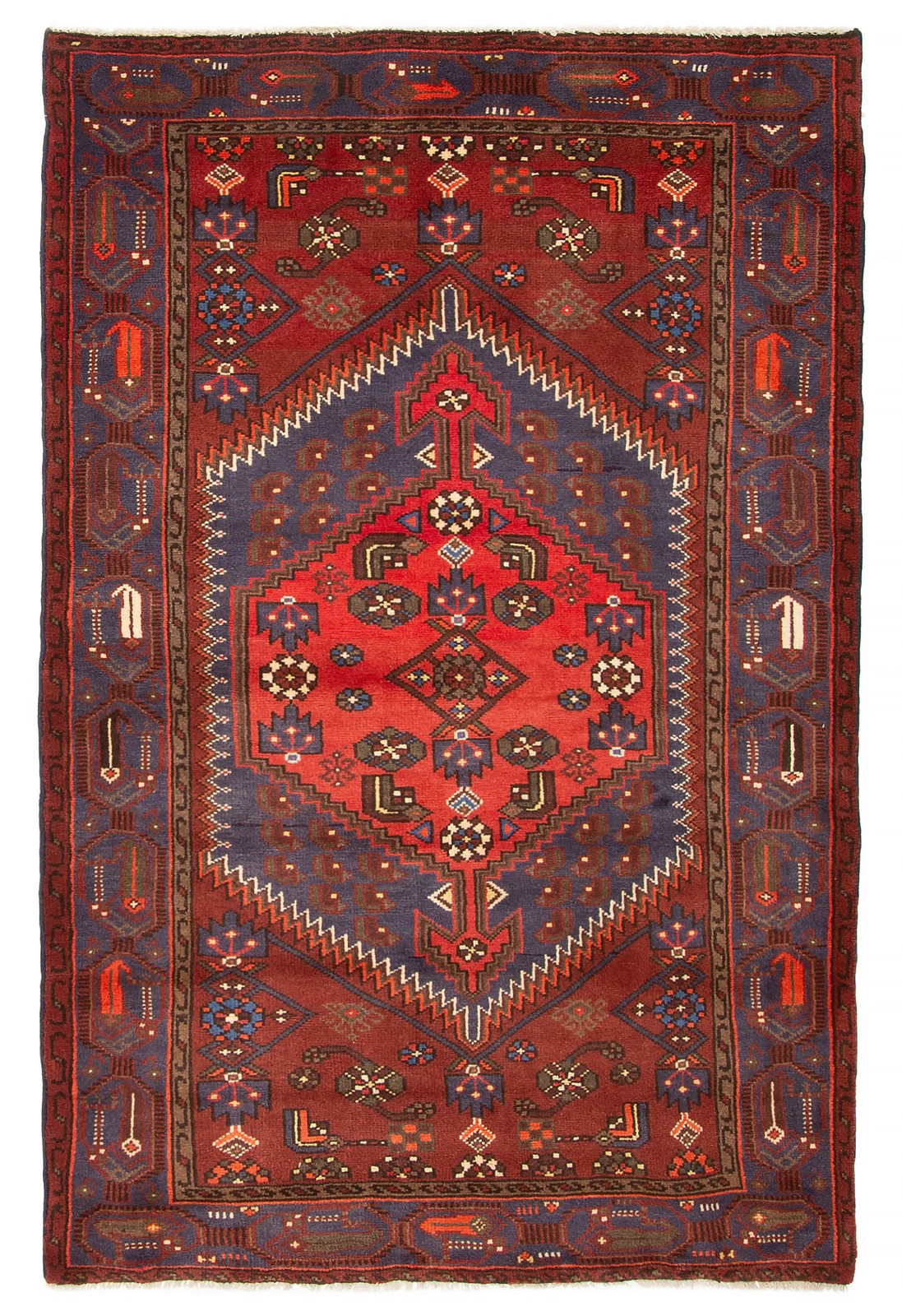Vintage Hand-Knotted Area Rug 4’1″ x 6’3″ Traditional Oriental Wool Carpet