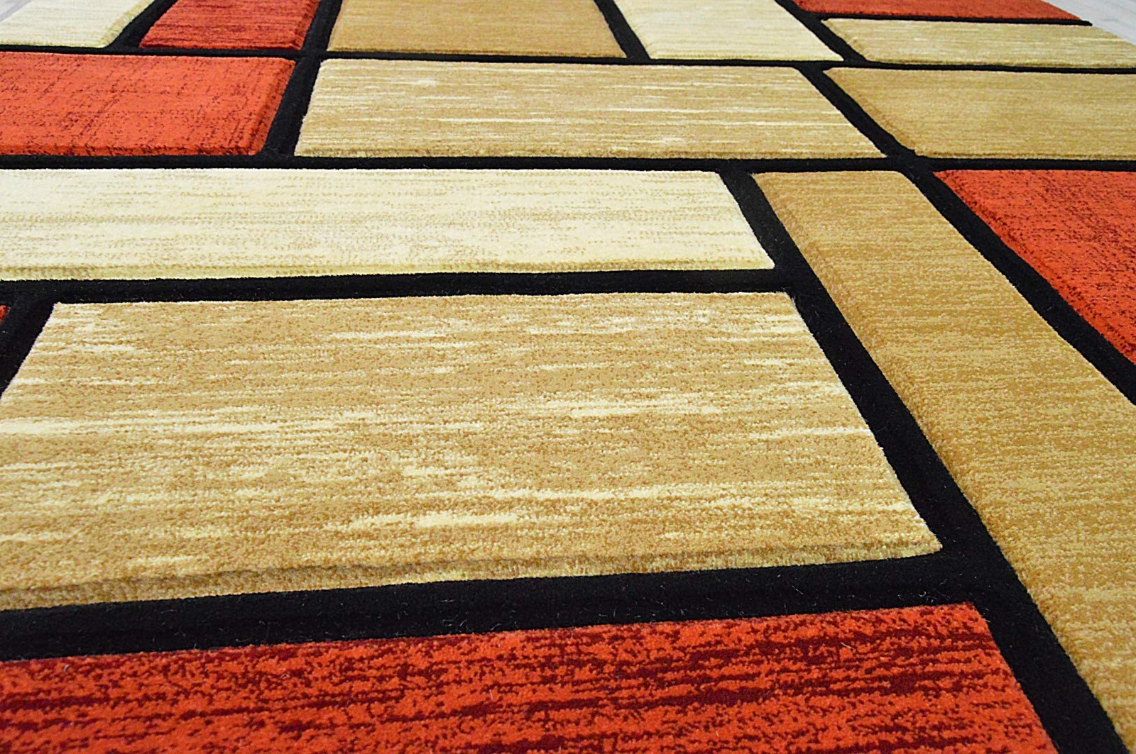 Premium Carved Modern Contemporary Abstract Rug 3995 Orange 2’7”x4′
