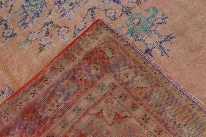 Turkish Large Rug 6,6×10,2 ft, Vintage Blue Abstract Wool Rug
