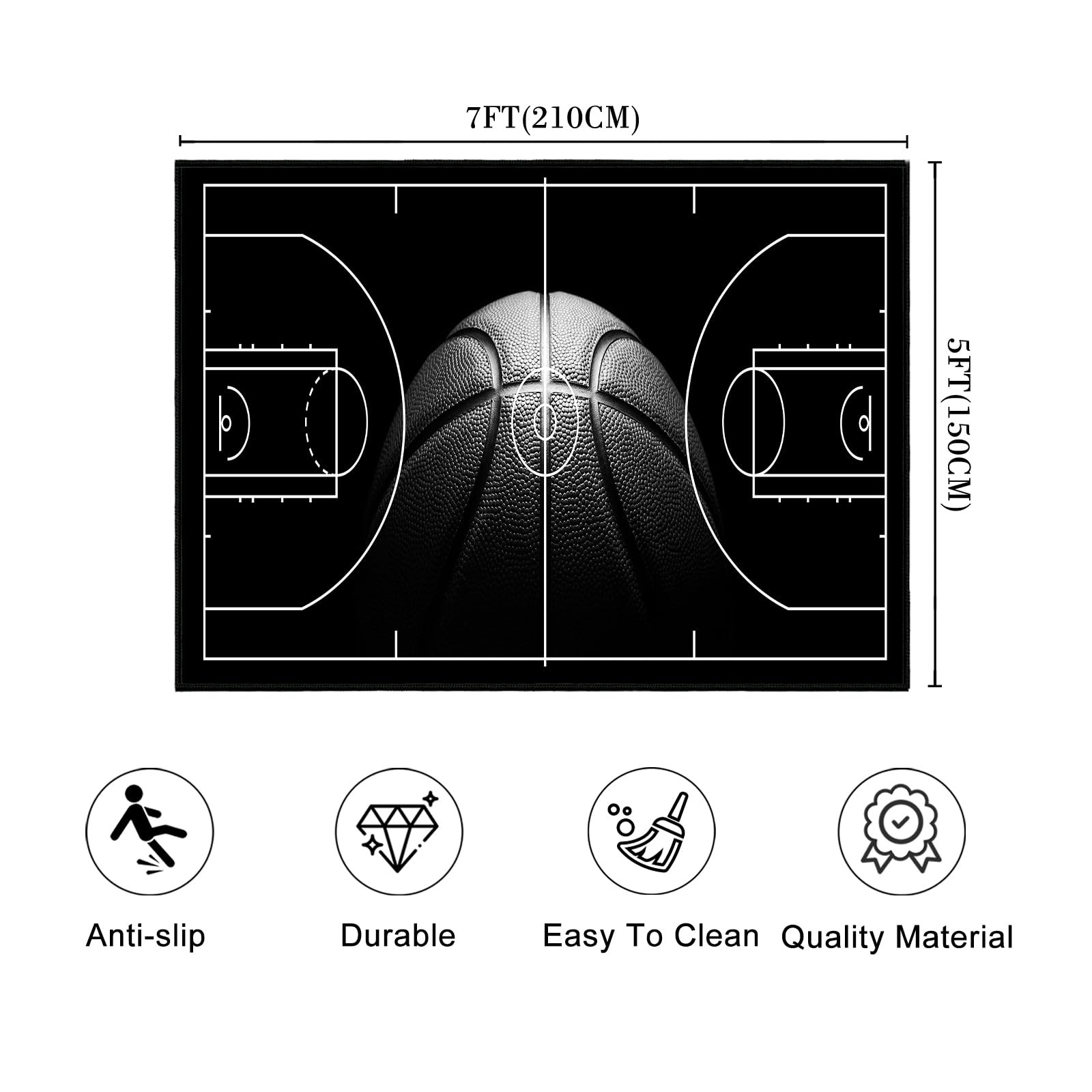 Basketball Rug for Bedroom Area Rug 5×7 Washable Sports Area Carpet Non Slip …