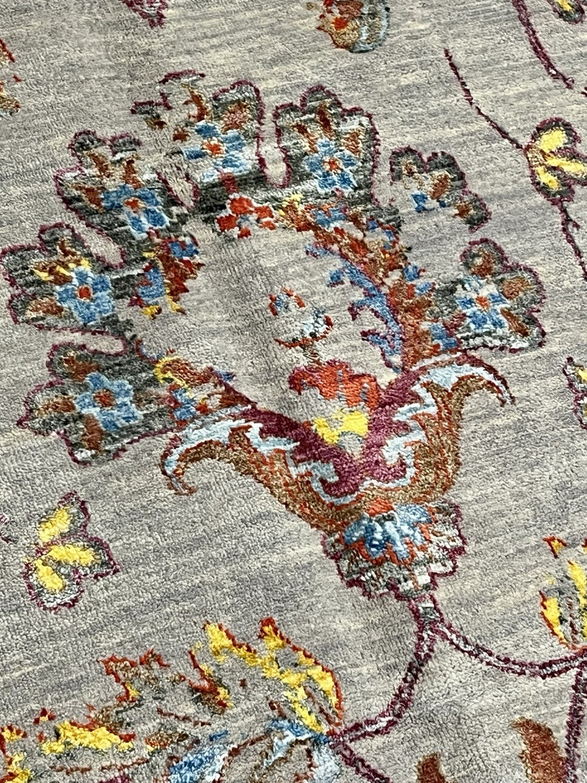 PASARGAD Transitional Abstract Floral Hand-Knotted Silk 9×12 Rug MSRP $11,132