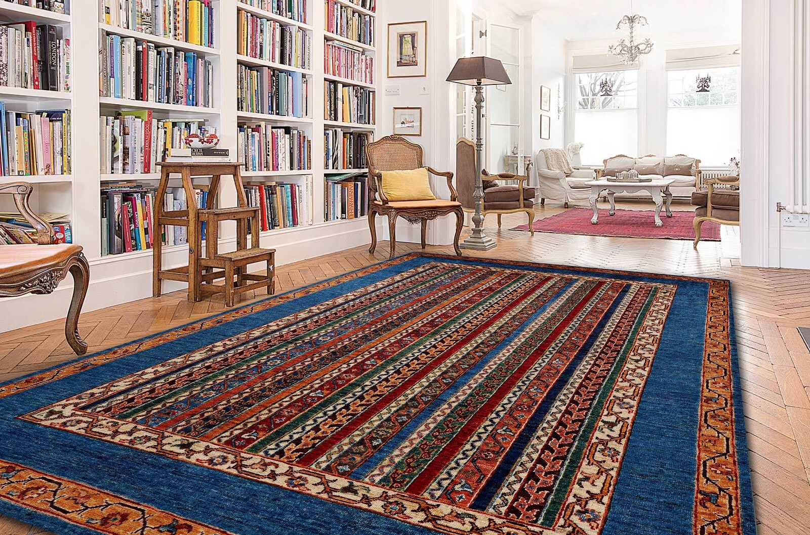 Multicolor Turkish Kilim Rug, Traditional Striped Pattern Washable Kilimway Rug