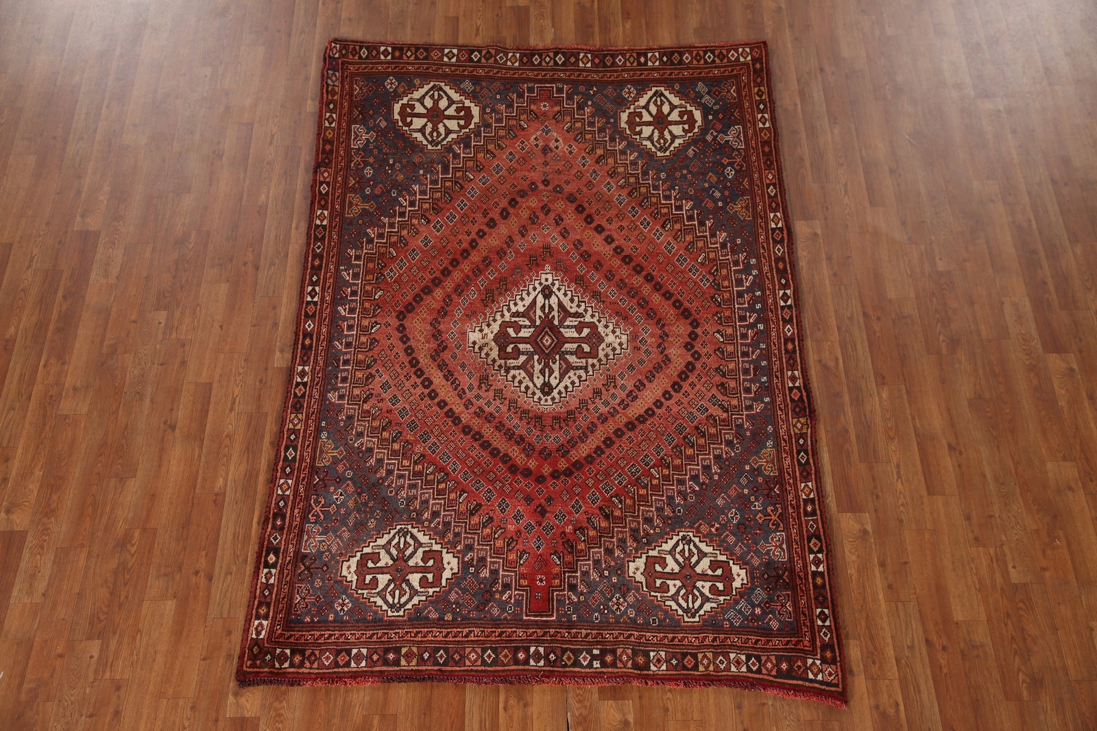 Vintage Geometric Kashkoli/ Abadeh Tribal Rug 5’x7′ Wool Hand-knotted Nomad Rug