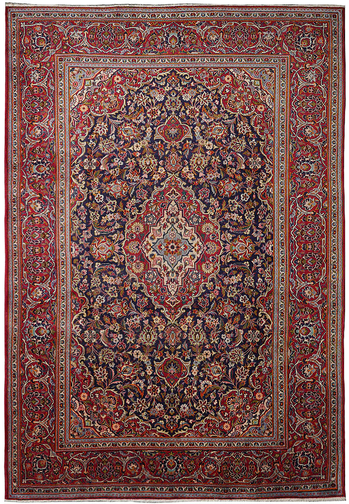 7.9 x 11.2 Authentic Perrsian Kashaan Rug Navy Blue #F-4124