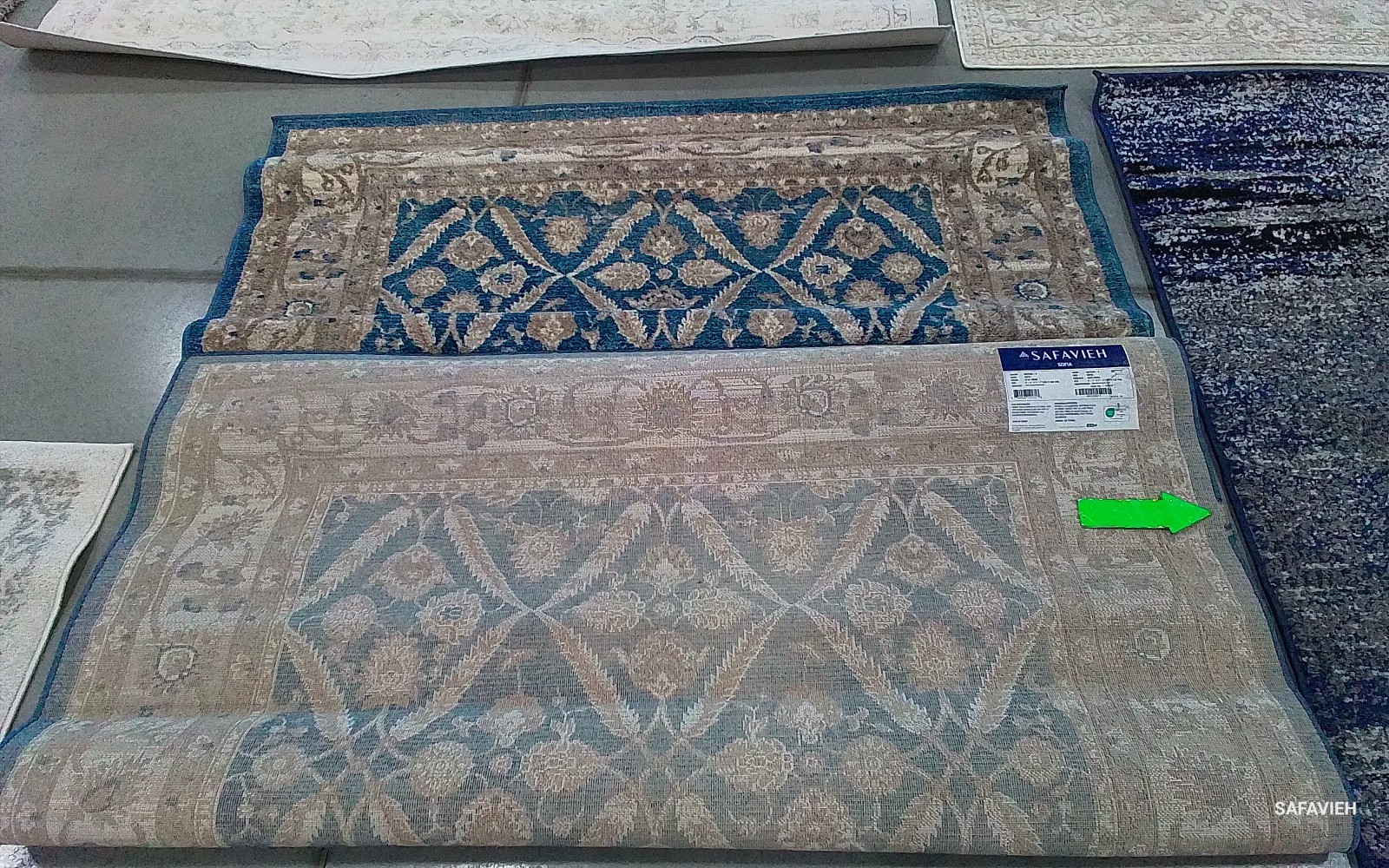 BLUE BEIGE 5′-1″ x 7′-7″ Damaged Binding Rug, Reduced Price 1172784850 SOF378C-5