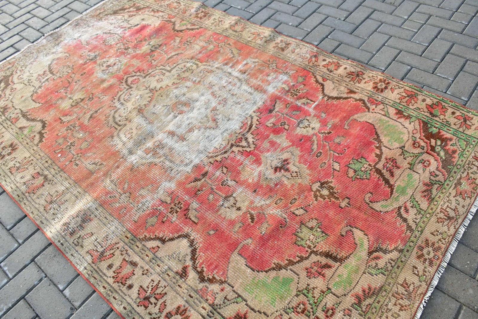 5,3×8,5 ft Rug, Vintage Turkish Rug, Red Handmade Rug