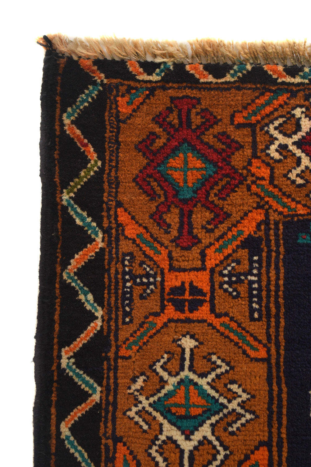 3×4′ Pictorial Tribal Wool Handmade Rug Primitive Dogs #P971
