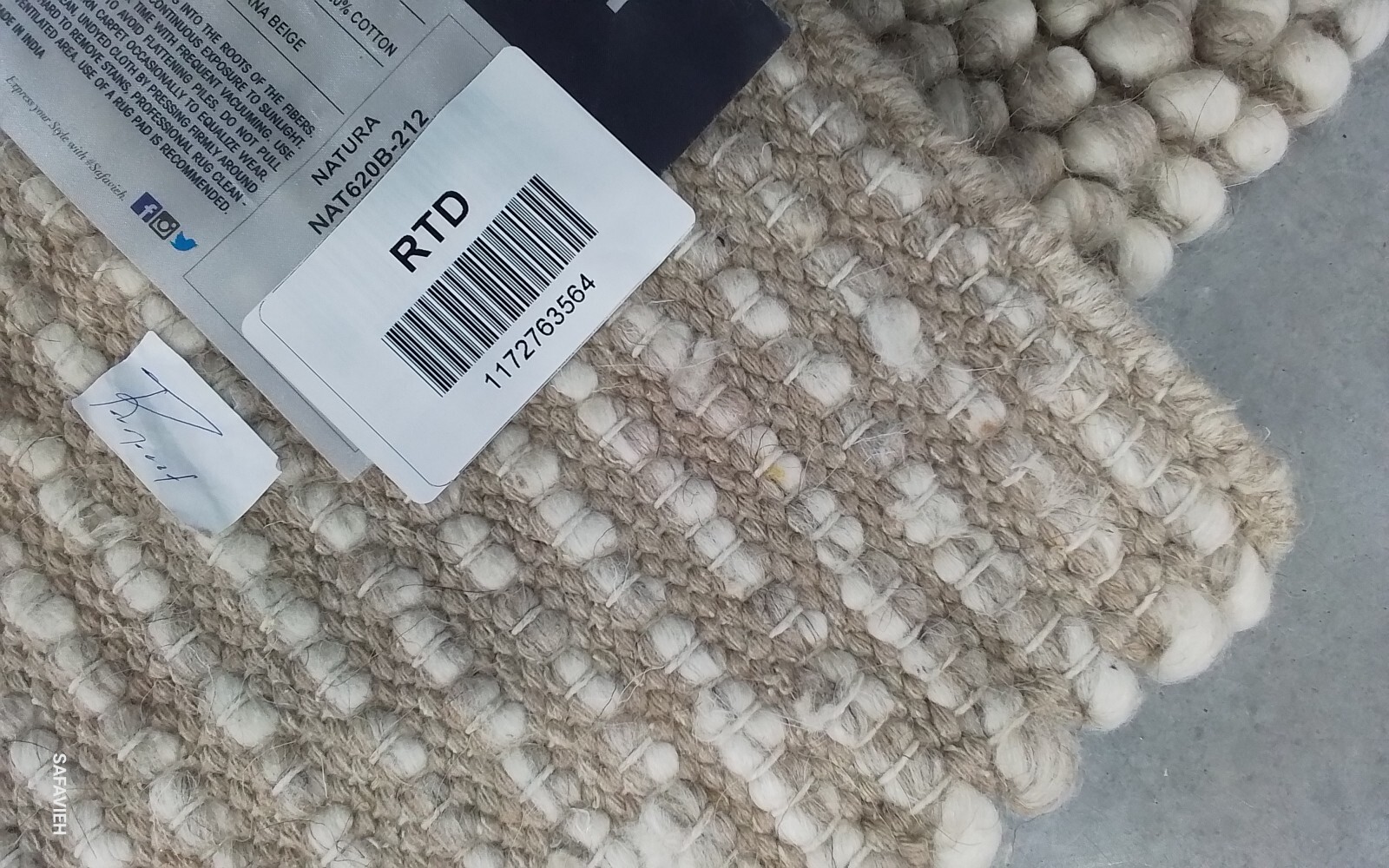BEIGE 2′-0″ x 12′-0″ Back Stain Rug, Reduced Price 1172763564 NAT620B-212