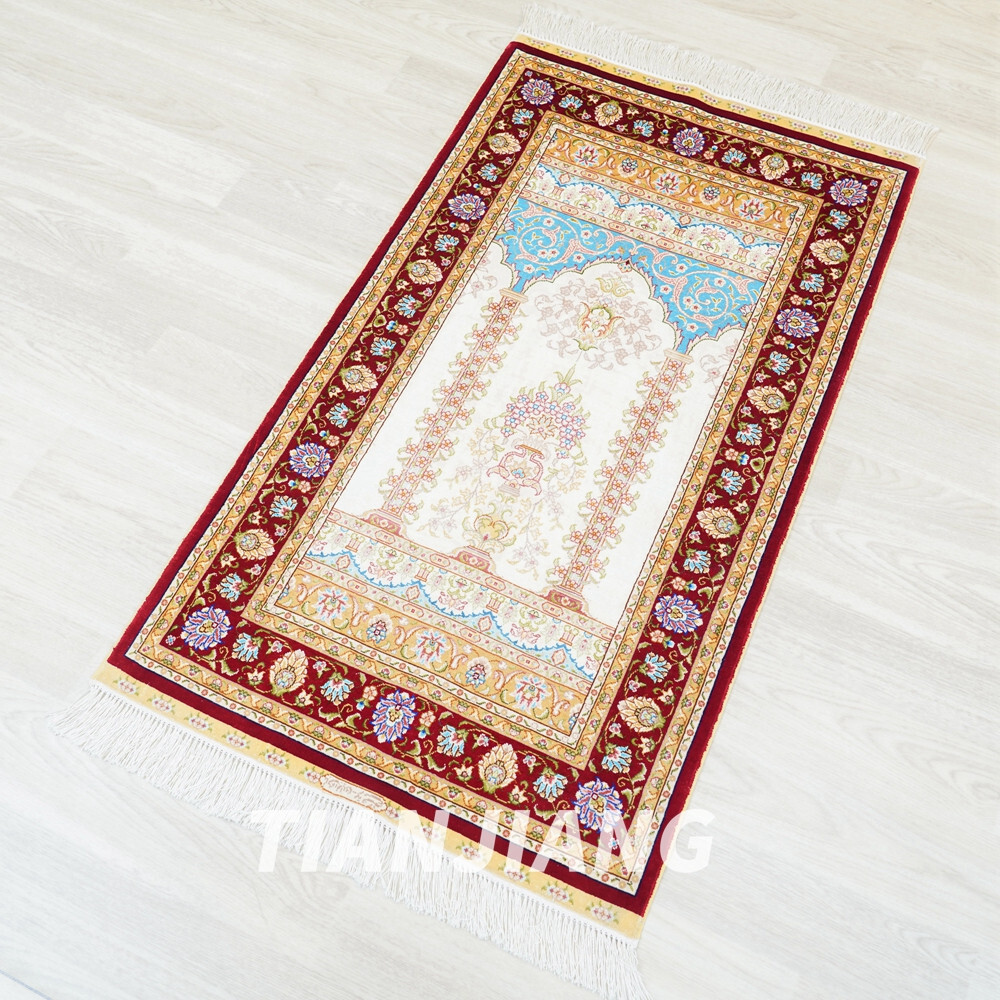 2×3.5ft Handmade Silk Carpet For Prayer Oriental Indoor Home Decor Rug TJ098A