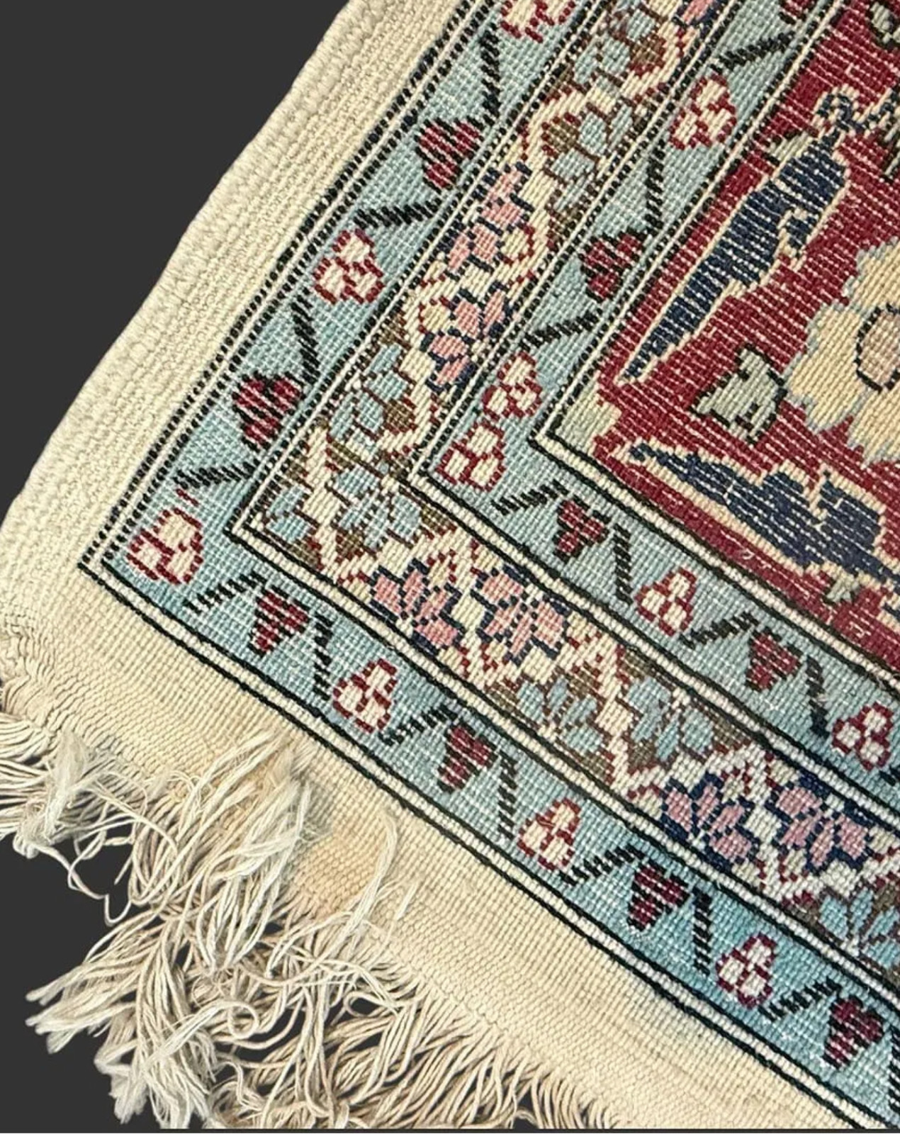 Turkish Hereke Design Wool Rug 8’10” x 5’11”, Seven Mountains Pattern