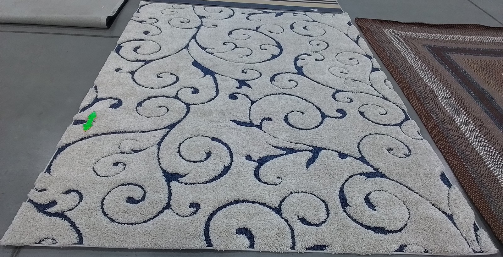 CREAM / BLUE 8′-0″ x 10′-0″ Back Stain Rug Reduced Price 1172800332 SG455-1165-8