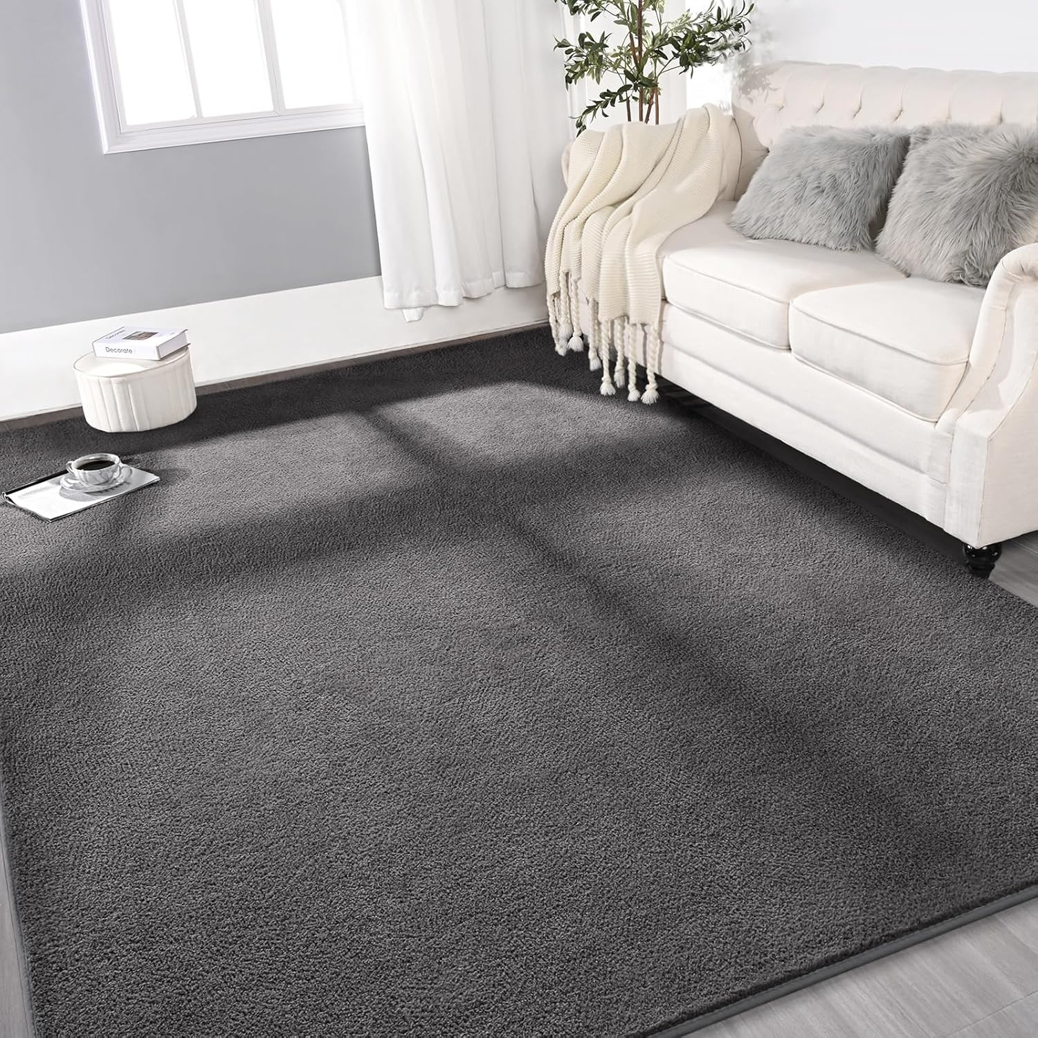 Ultra Soft 6×9 Feet Dark Grey Memory Foam Area Rug for Living Room & Nursery