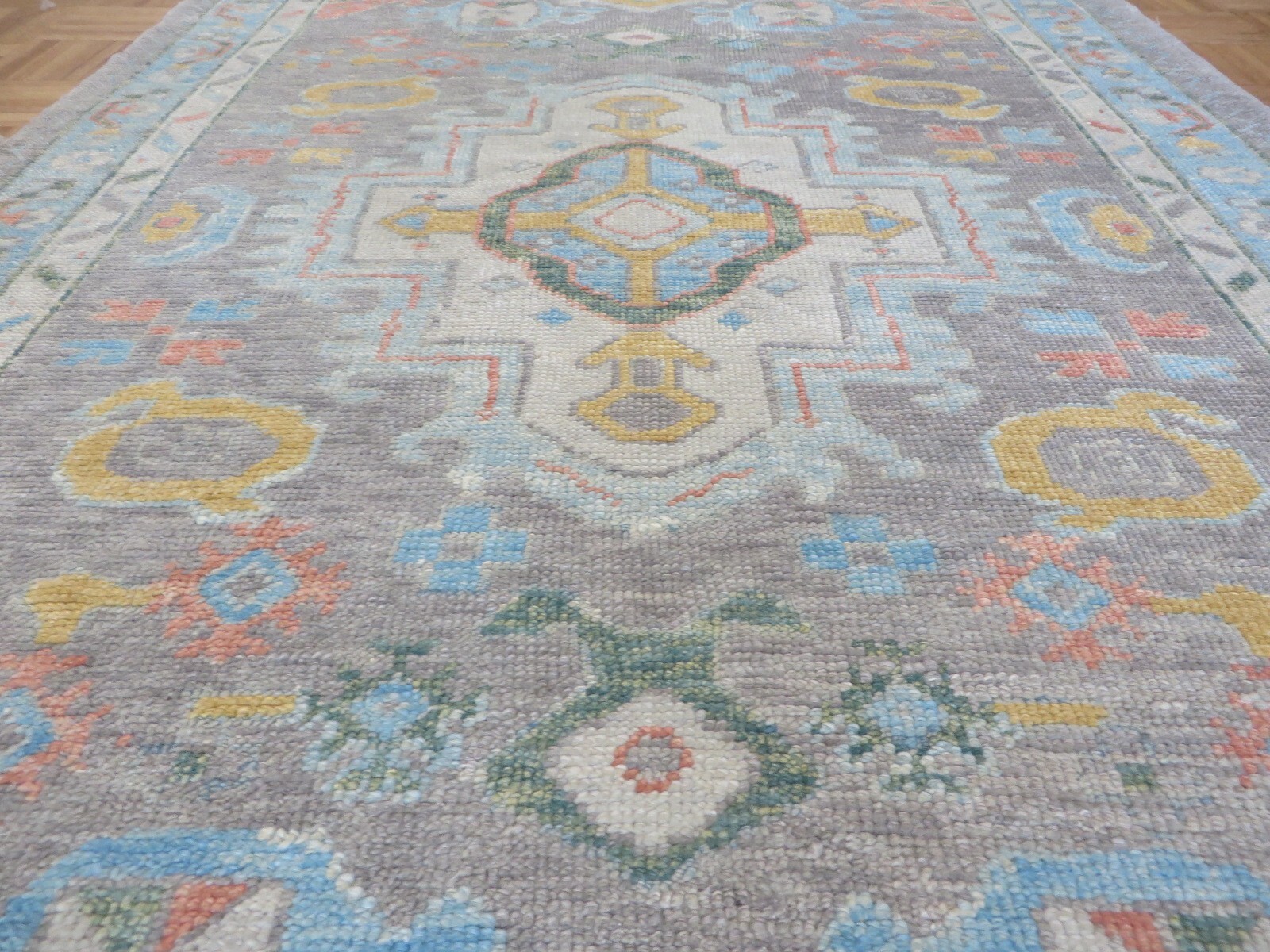 4’8 x 7’2 Hand Knotted Gray Colorful Turkish Oushak Oriental Rug G15500
