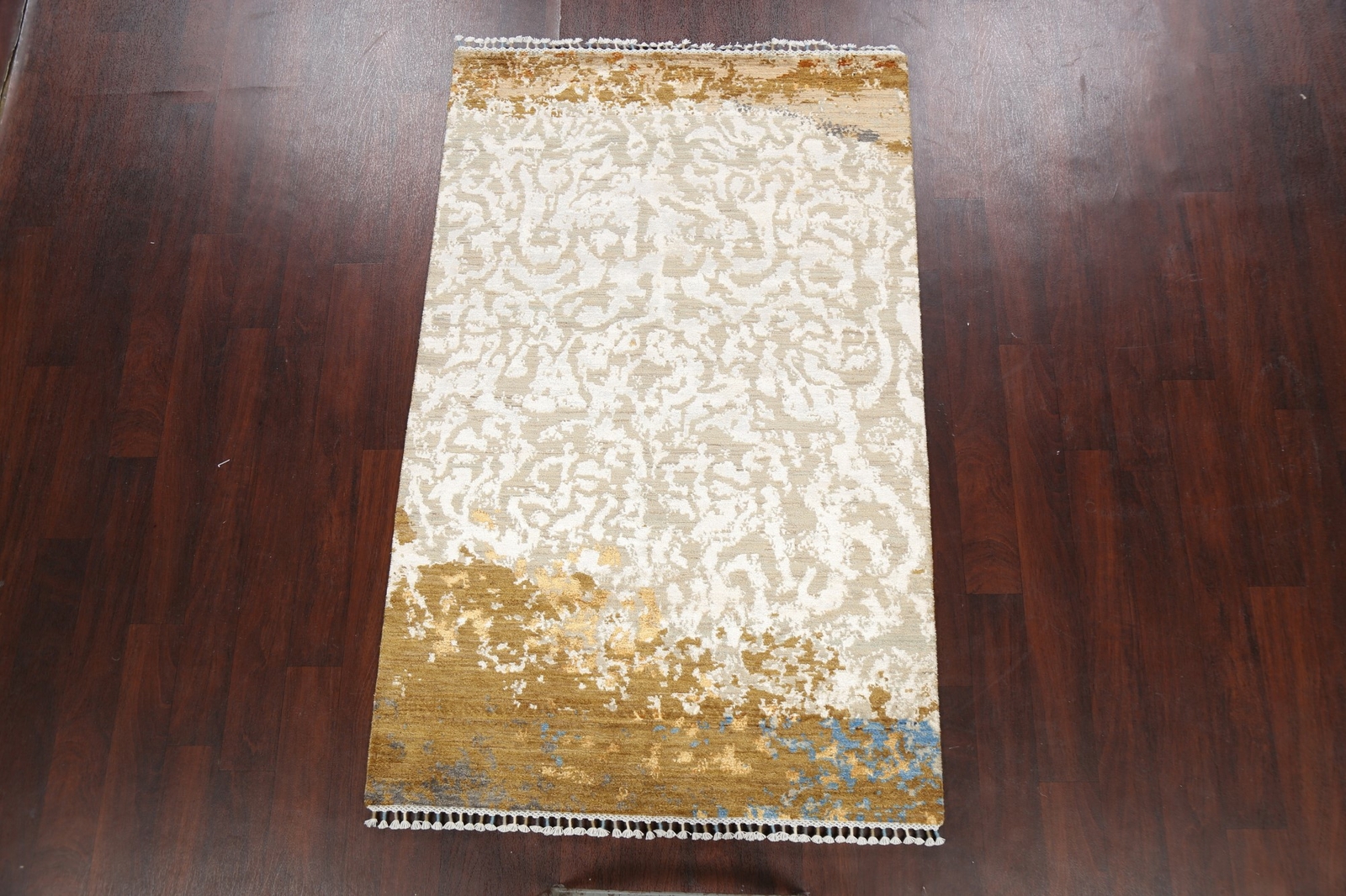 Contemporary Wool/ Silk Artistic Abstract Oriental Area Rug Hand-knotted 4’x6′