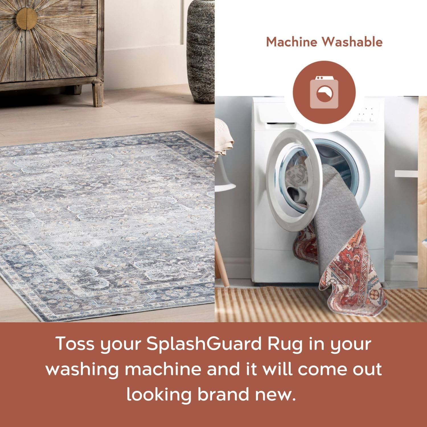 nuLOOM Rora Sage Medallion Washable Area Rug, 8′ x 10′