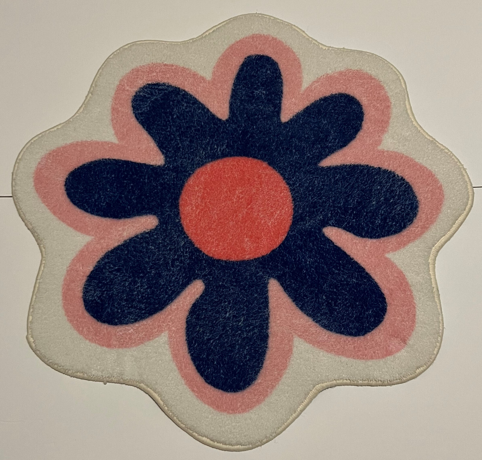 22″ Decorative Blue and Pink No Slip Flower Rug