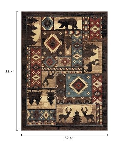 Rustic Wildlife Area Rug 5×7 Polypropylene Southwest Design Bear Cub Lodge Décor