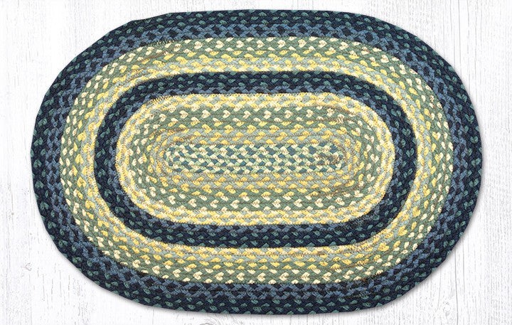 Breezy Blue, Taupe, Ivory Braided Jute Oval Rug 20″ x 30″, C-362, Farmhouse