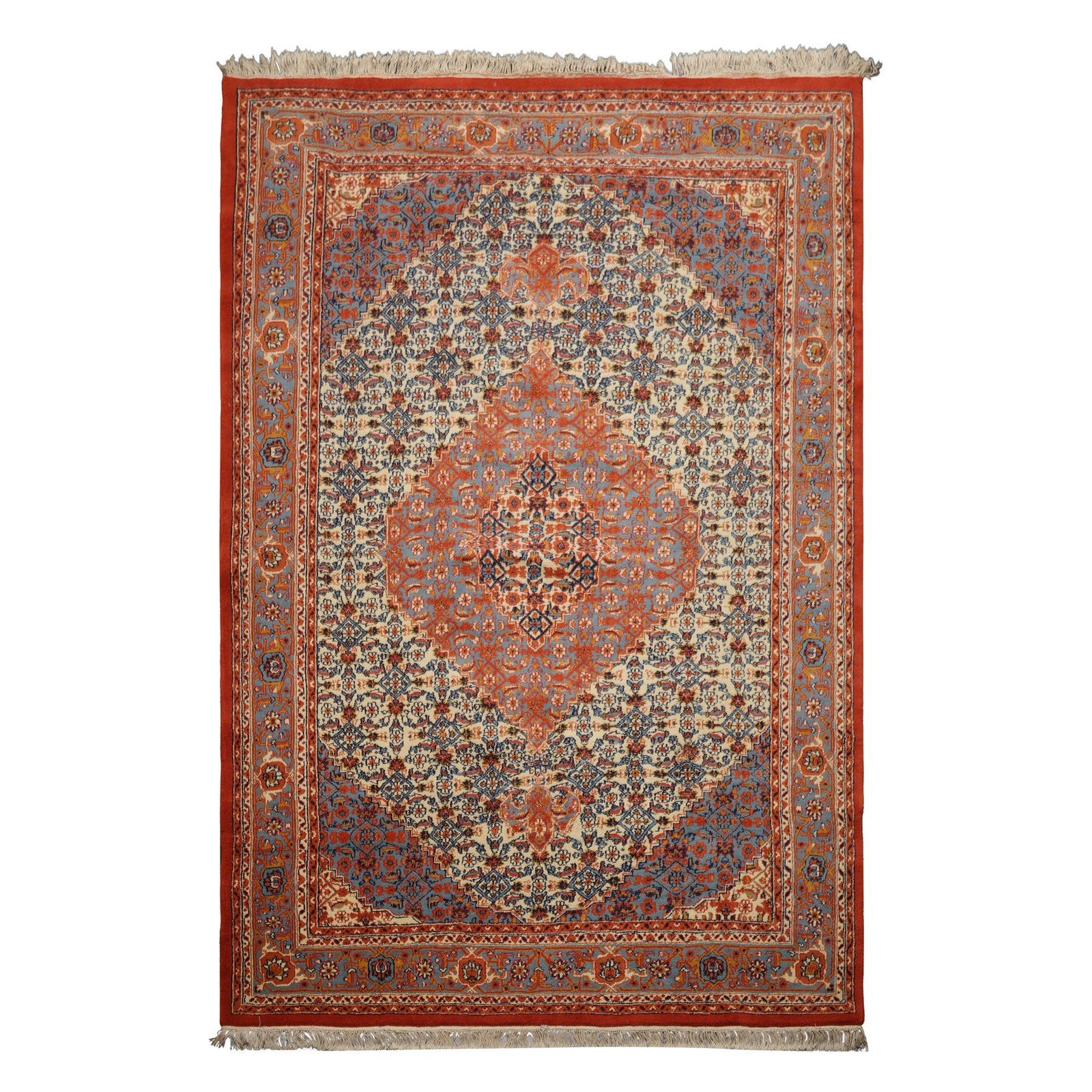 6×9 Hand Knotted New Zealand Wool Ivory Seraapi Geometric Plush Pile Rug