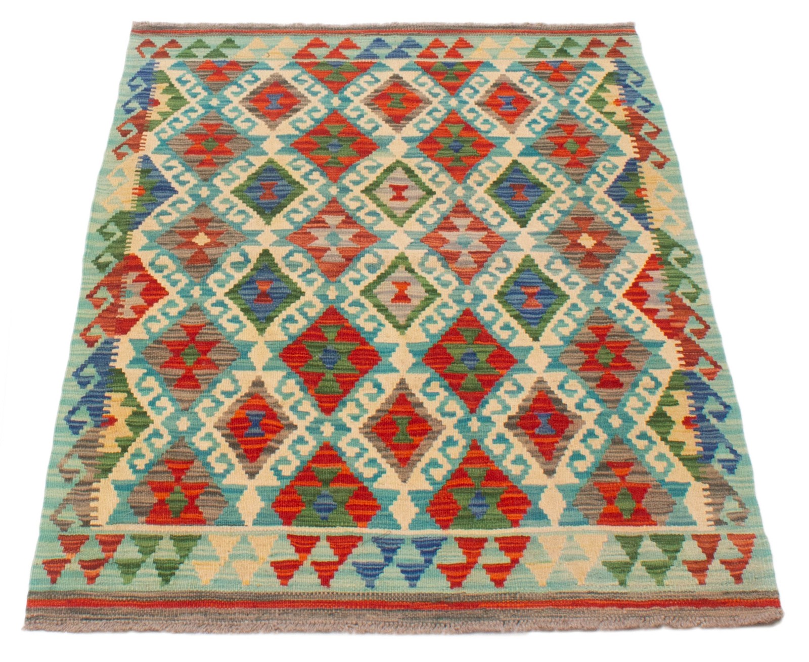 Vintage Hand Woven Turkish Carpet 3’8″ x 5’3″ Traditional Wool Kilim Rug
