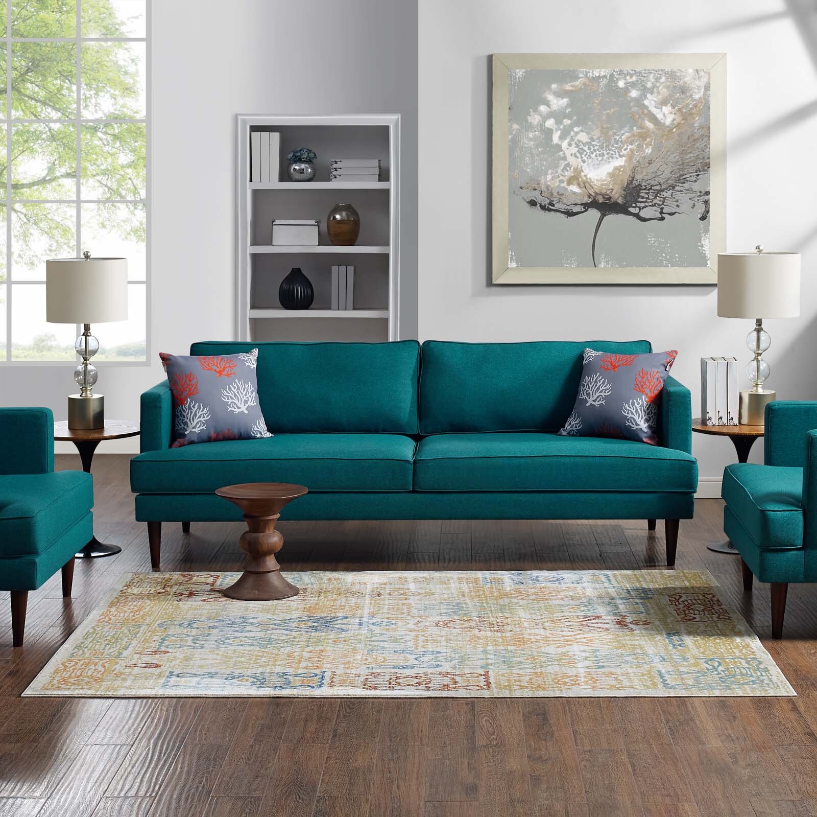 Distressed Southwestern Aztec Soft Polyester 4×6 Area Rug in Multicolored