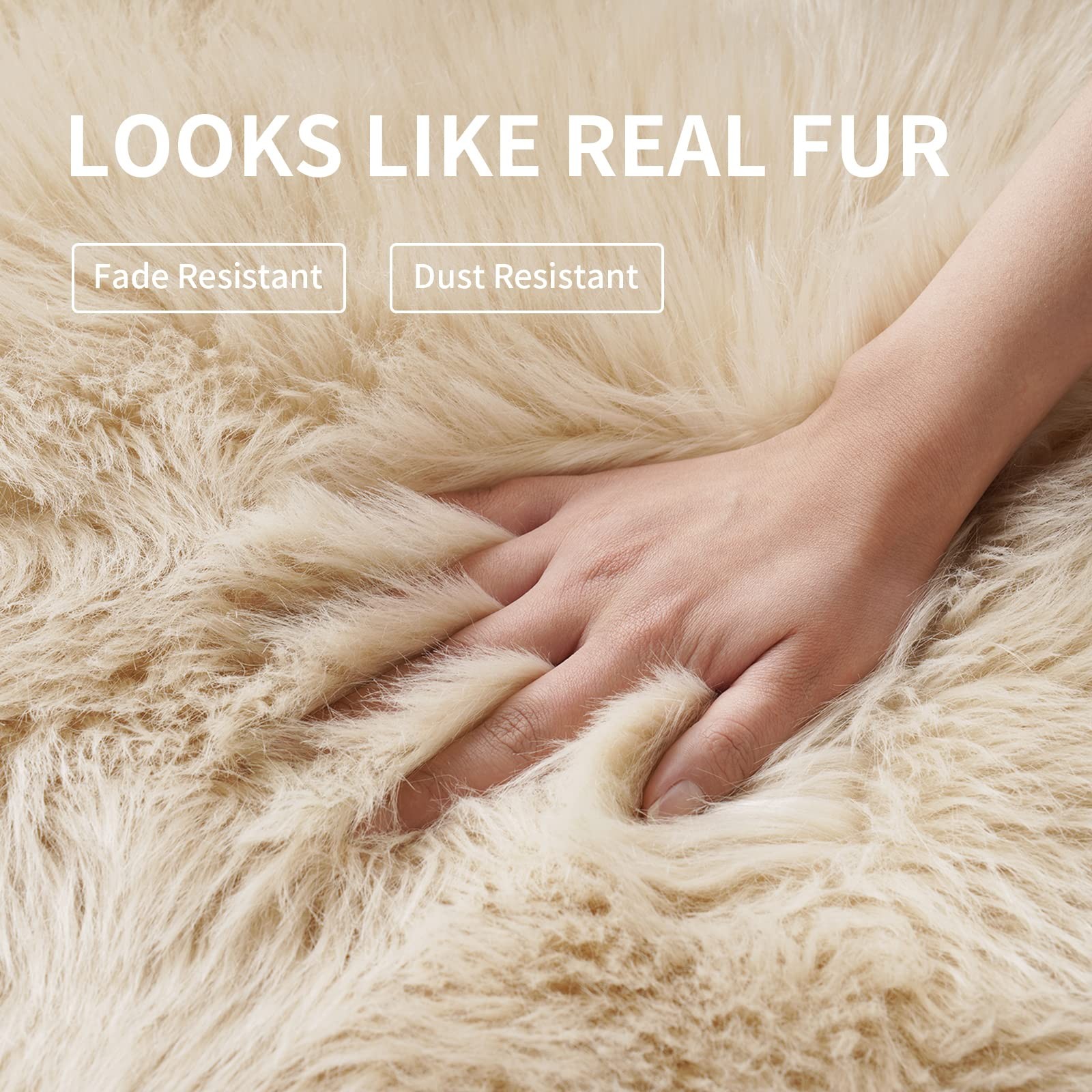Small Faux Fur Sheepskin Rug 2×4 ft Ultra Soft Chair Sofa Cover Seat Pad,