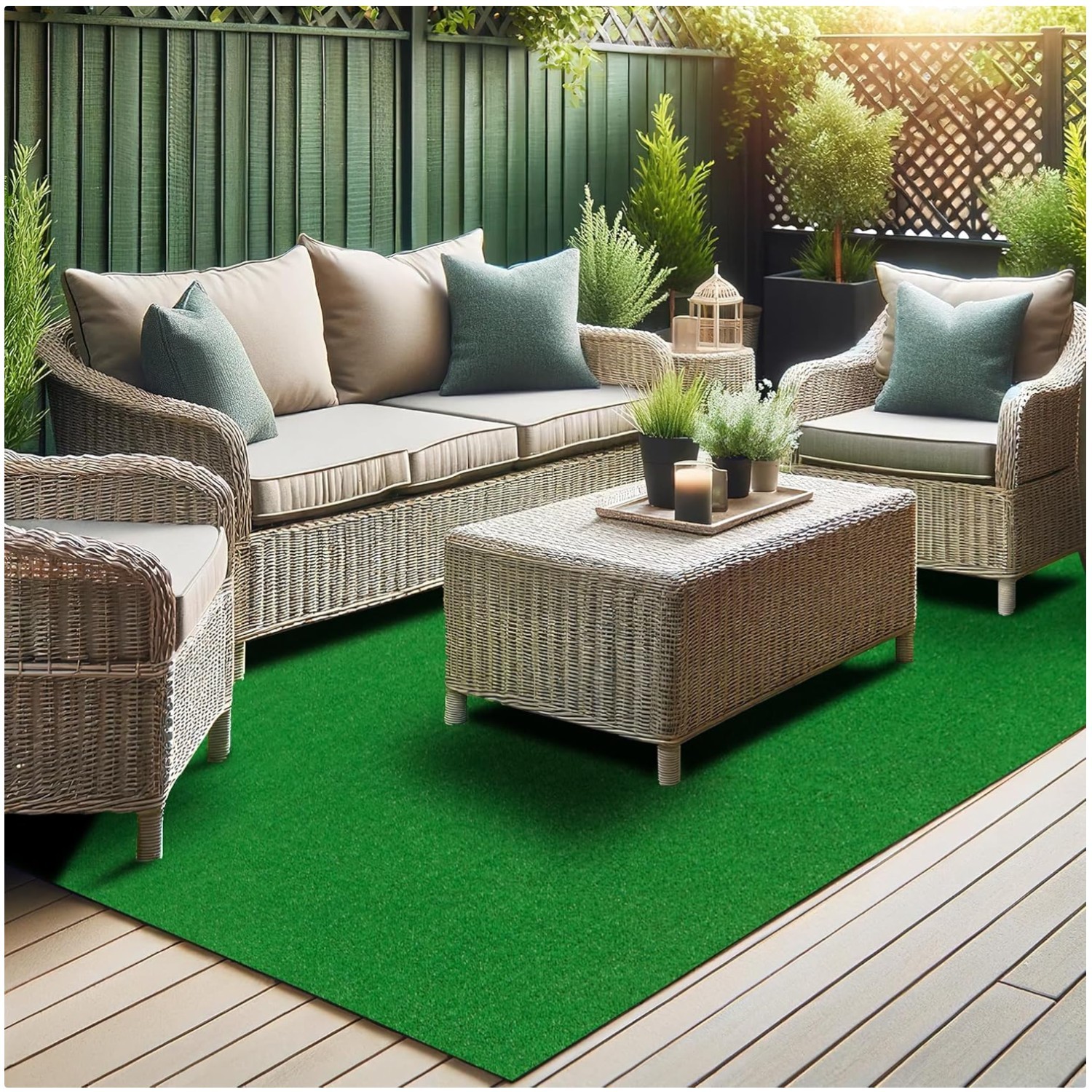 Drainage Holes Pet Turf Rug | UV Resistant Grass 5’3″ x 8’2″